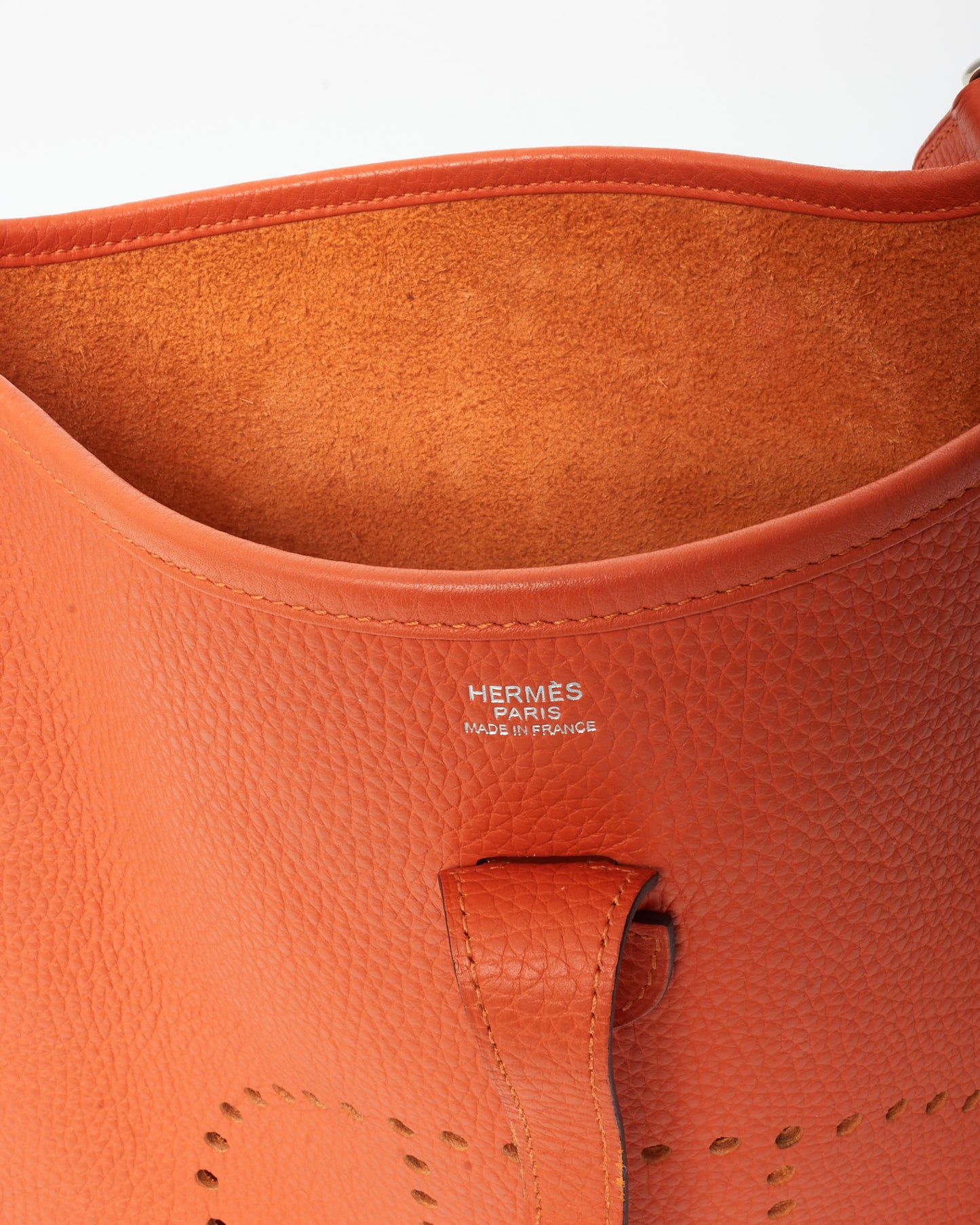 Hermès Orange Leather Evelyne PM Crossbody Bag