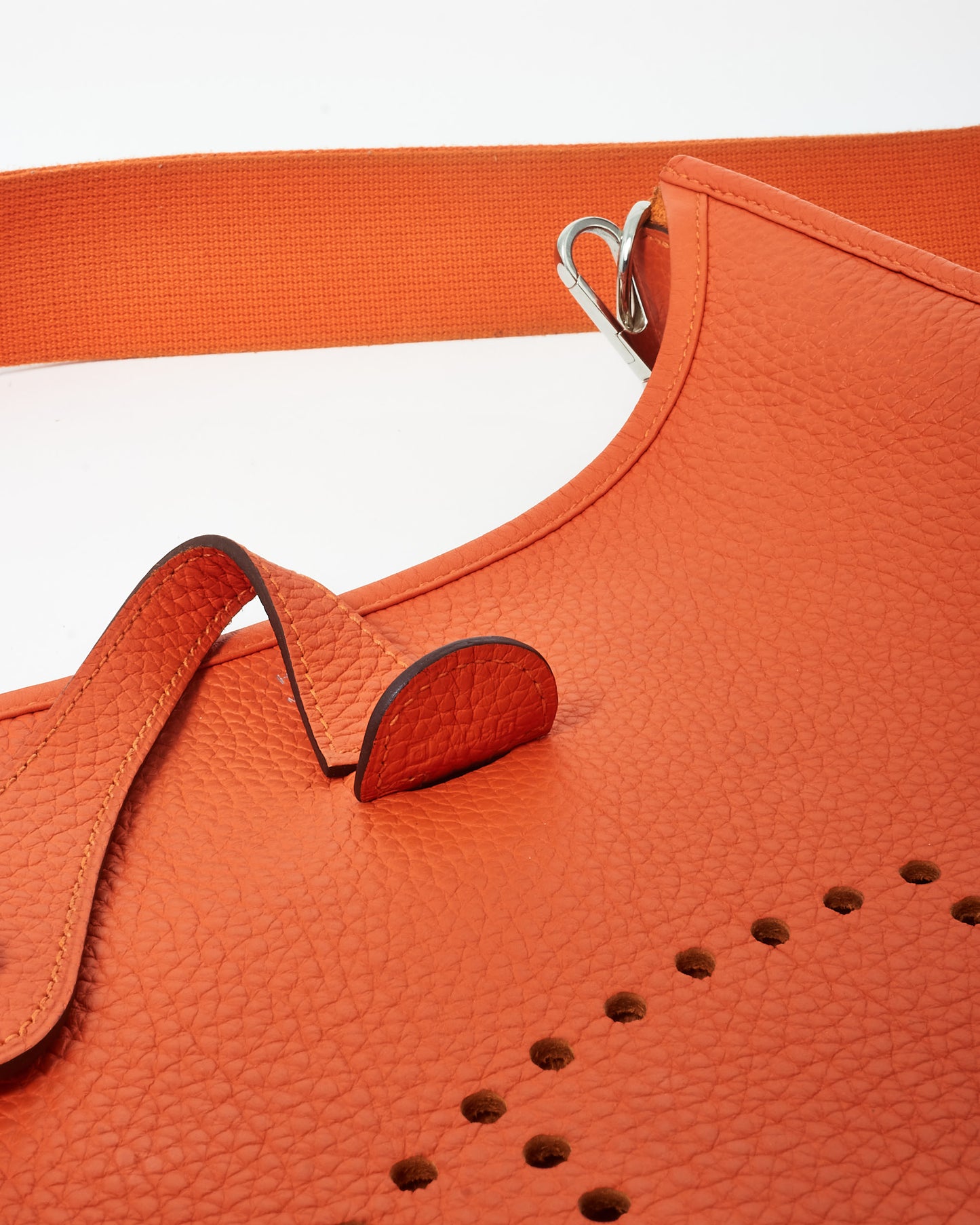 Hermès Orange Leather Evelyne PM Crossbody Bag