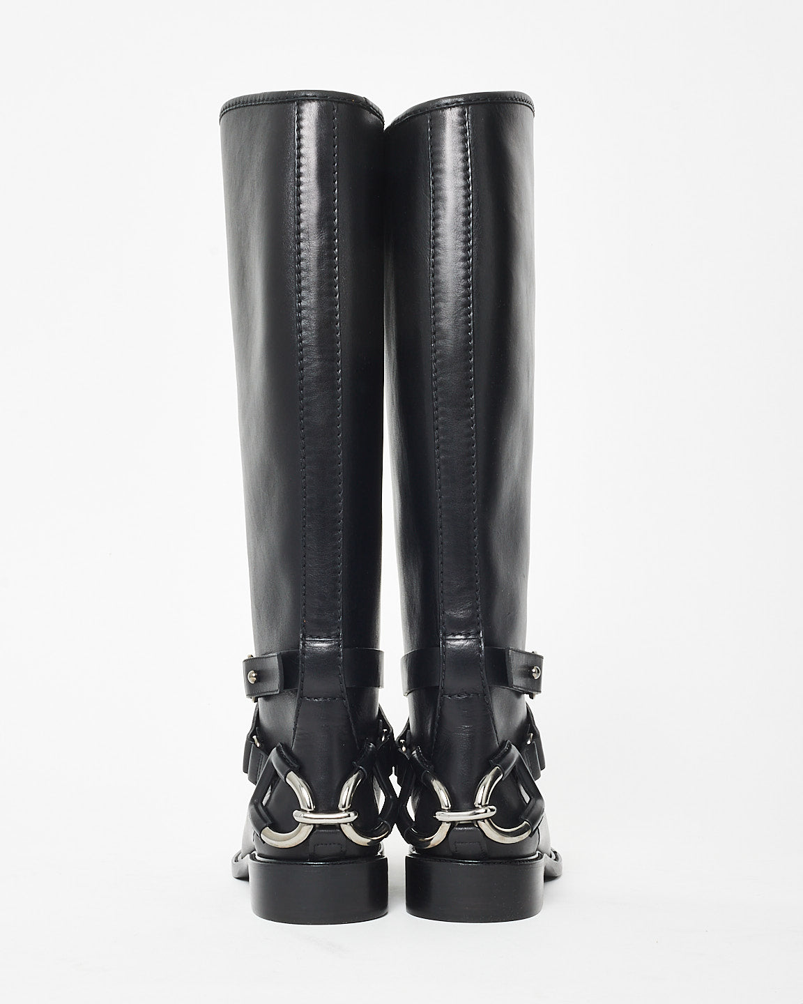 Celine Vintage Black Buckle Riding Boots - 36