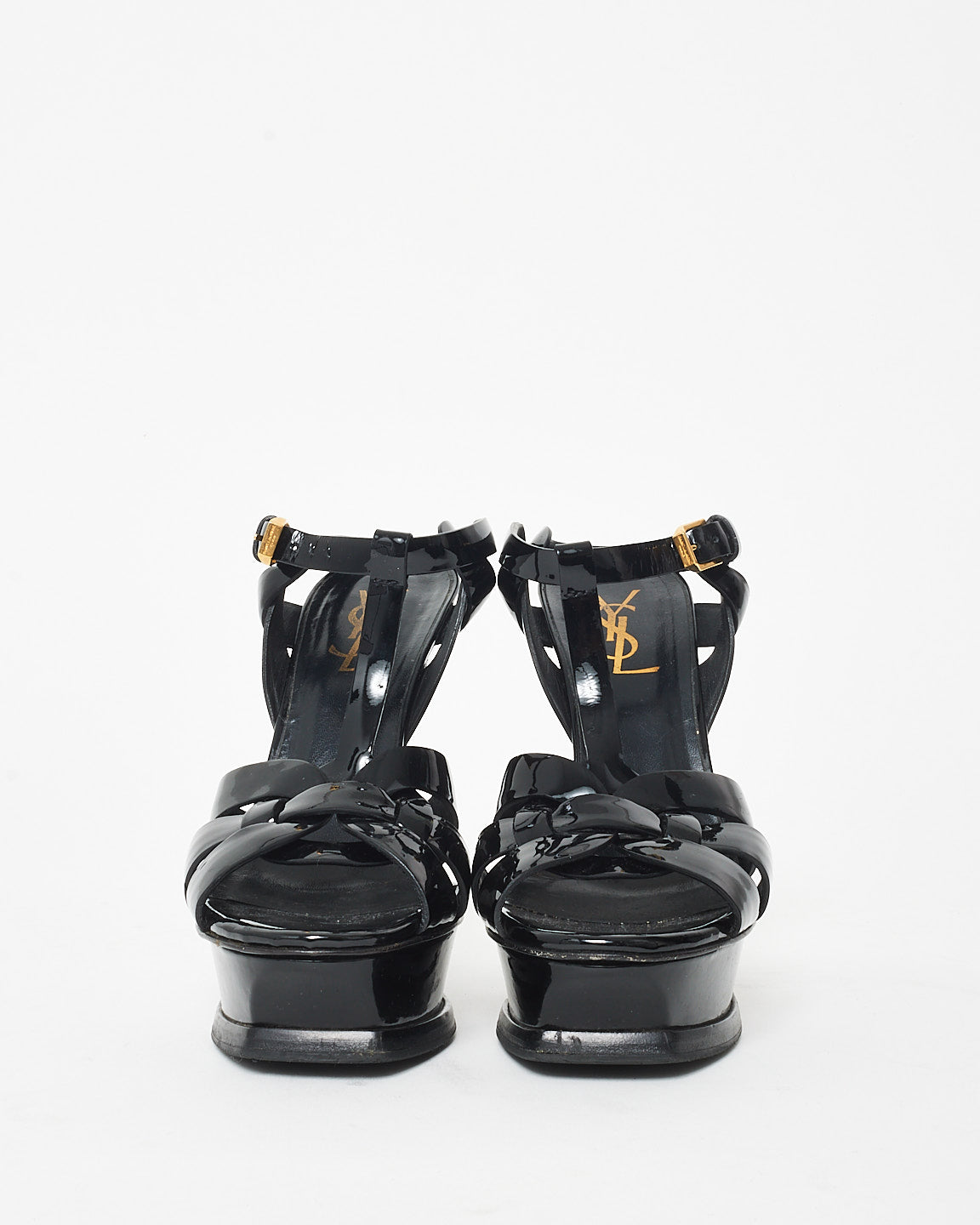 Saint Laurent Black Patent Tribute Heeled Sandals - 36