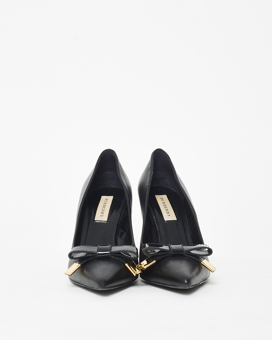 Burberry Black Leather Bow Pumps - 39.5