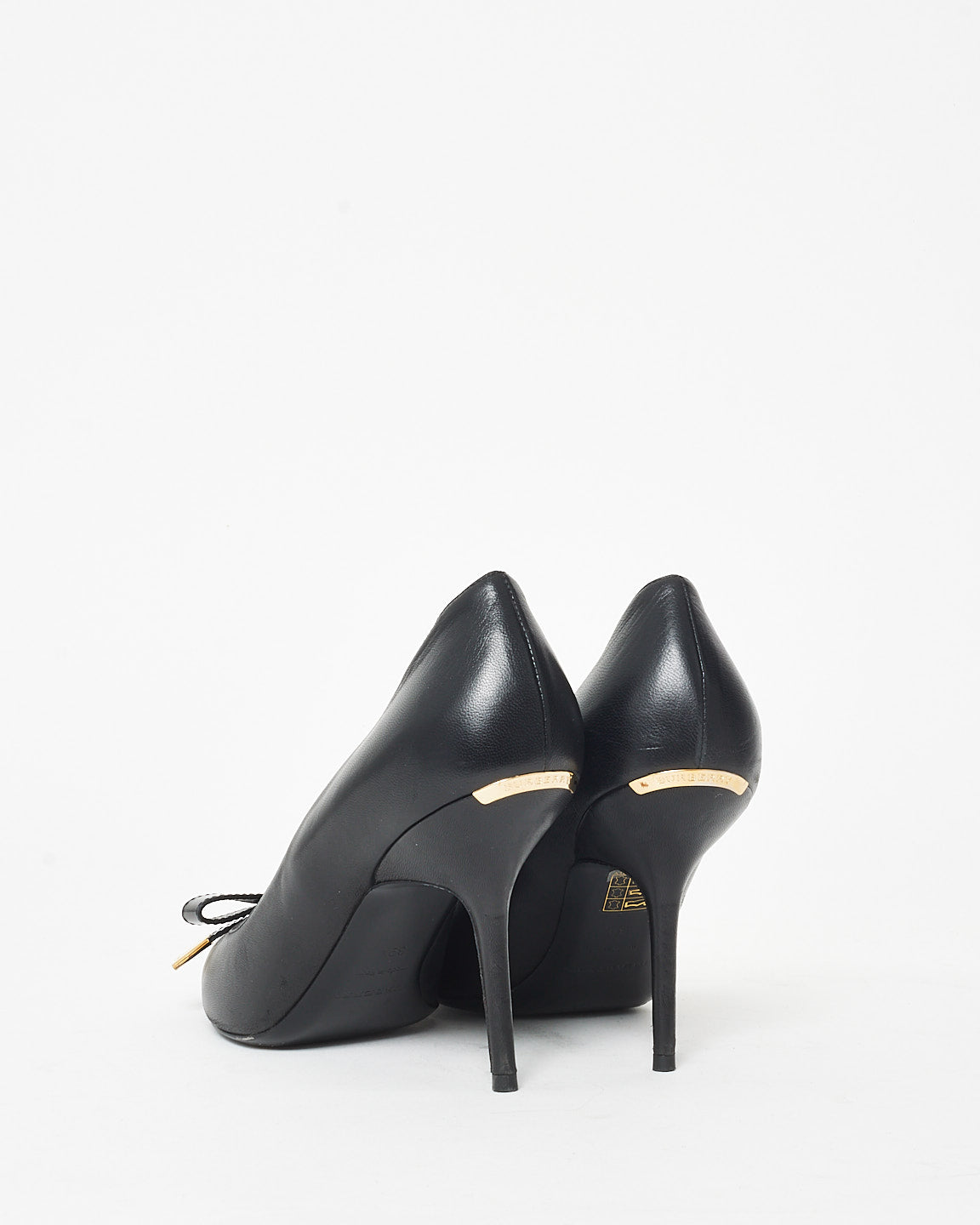 Burberry Black Leather Bow Pumps - 39.5