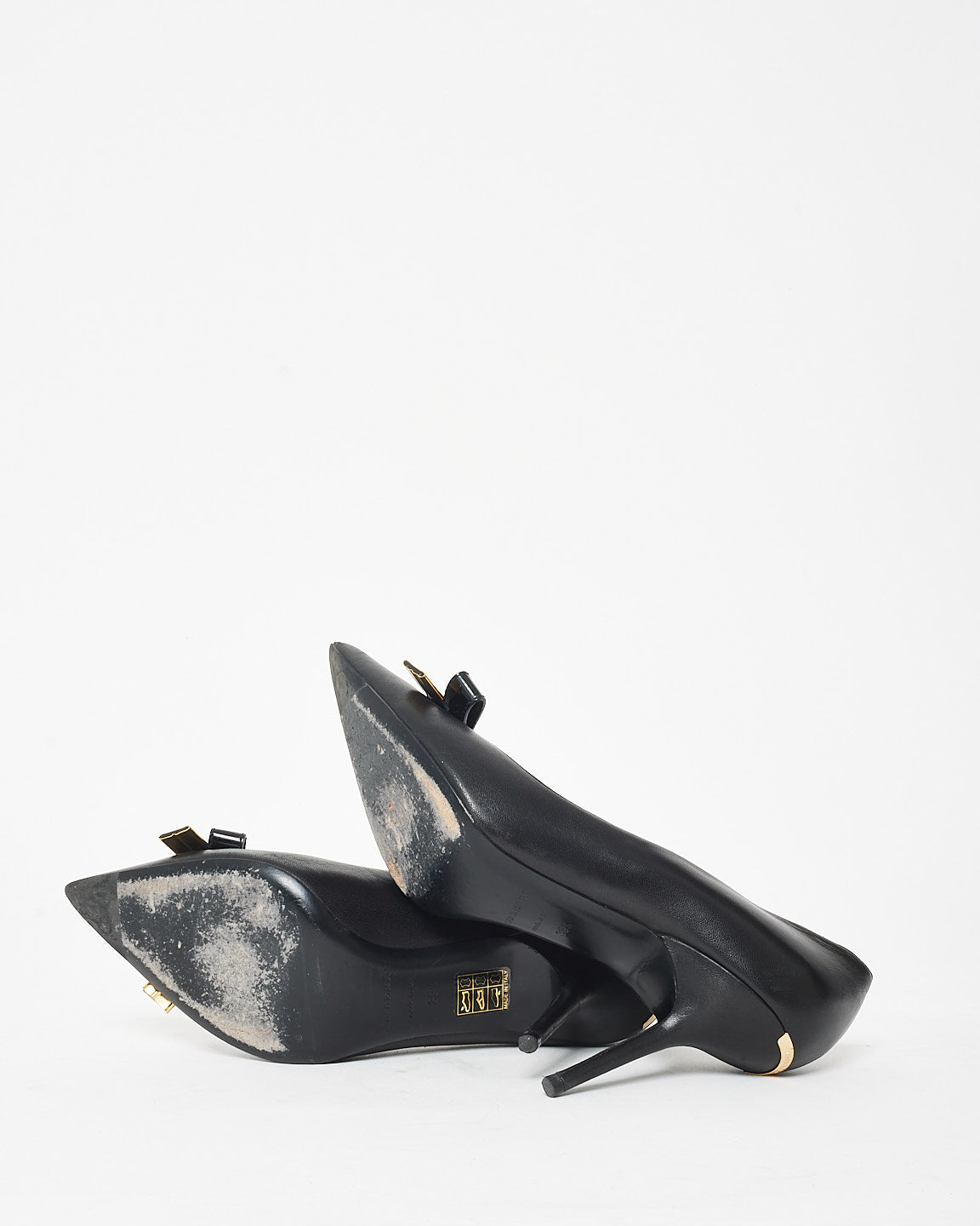 Burberry Black Leather Bow Pumps - 39.5