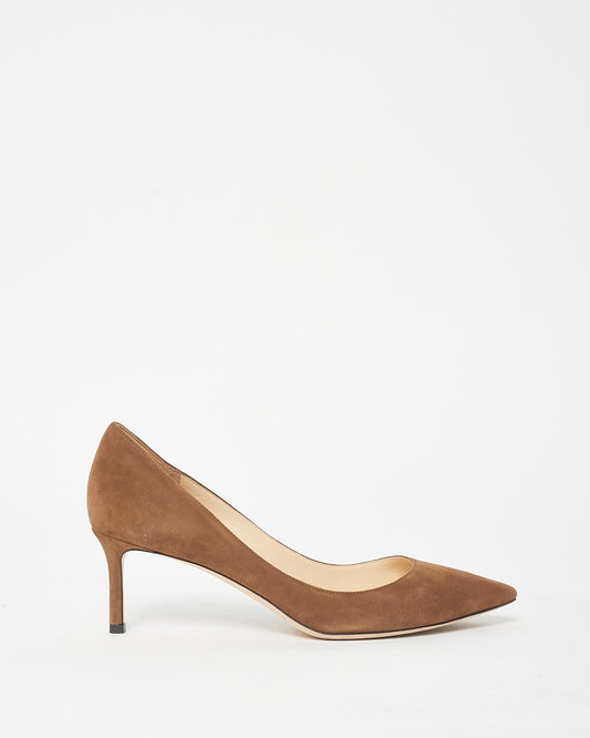 Jimmy Choo Brown Suede Romy 60 MM Pumps - 40