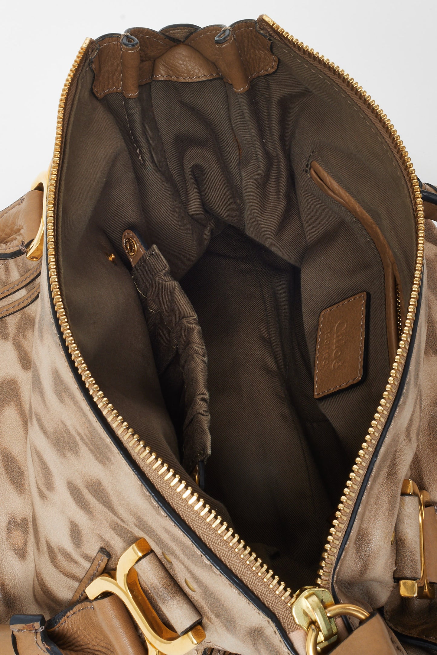 Chloé Brown 
Beige Leopard Print Leather Marcie Bag