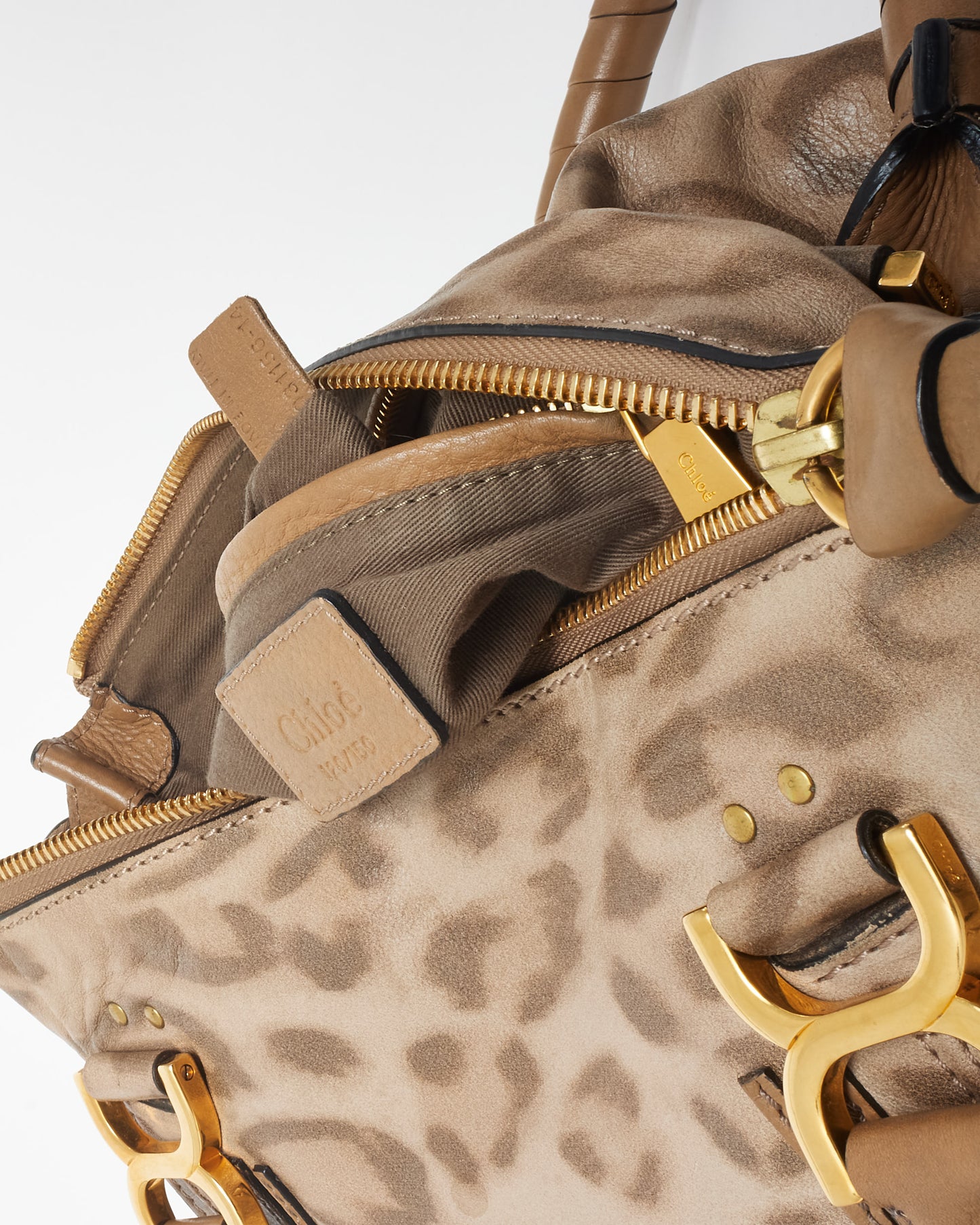 Chloé Brown 
Beige Leopard Print Leather Marcie Bag