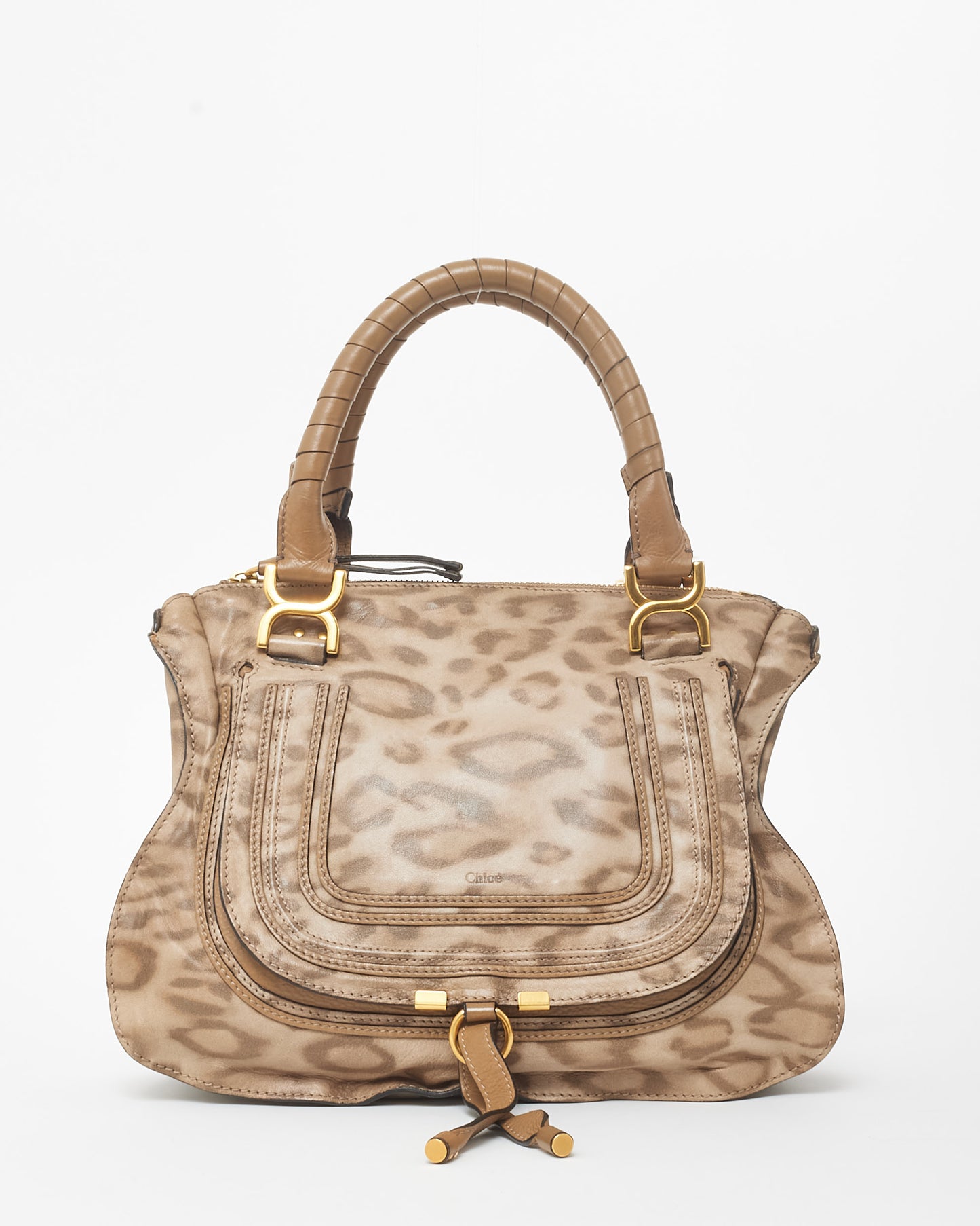 Chloé Brown 
Beige Leopard Print Leather Marcie Bag