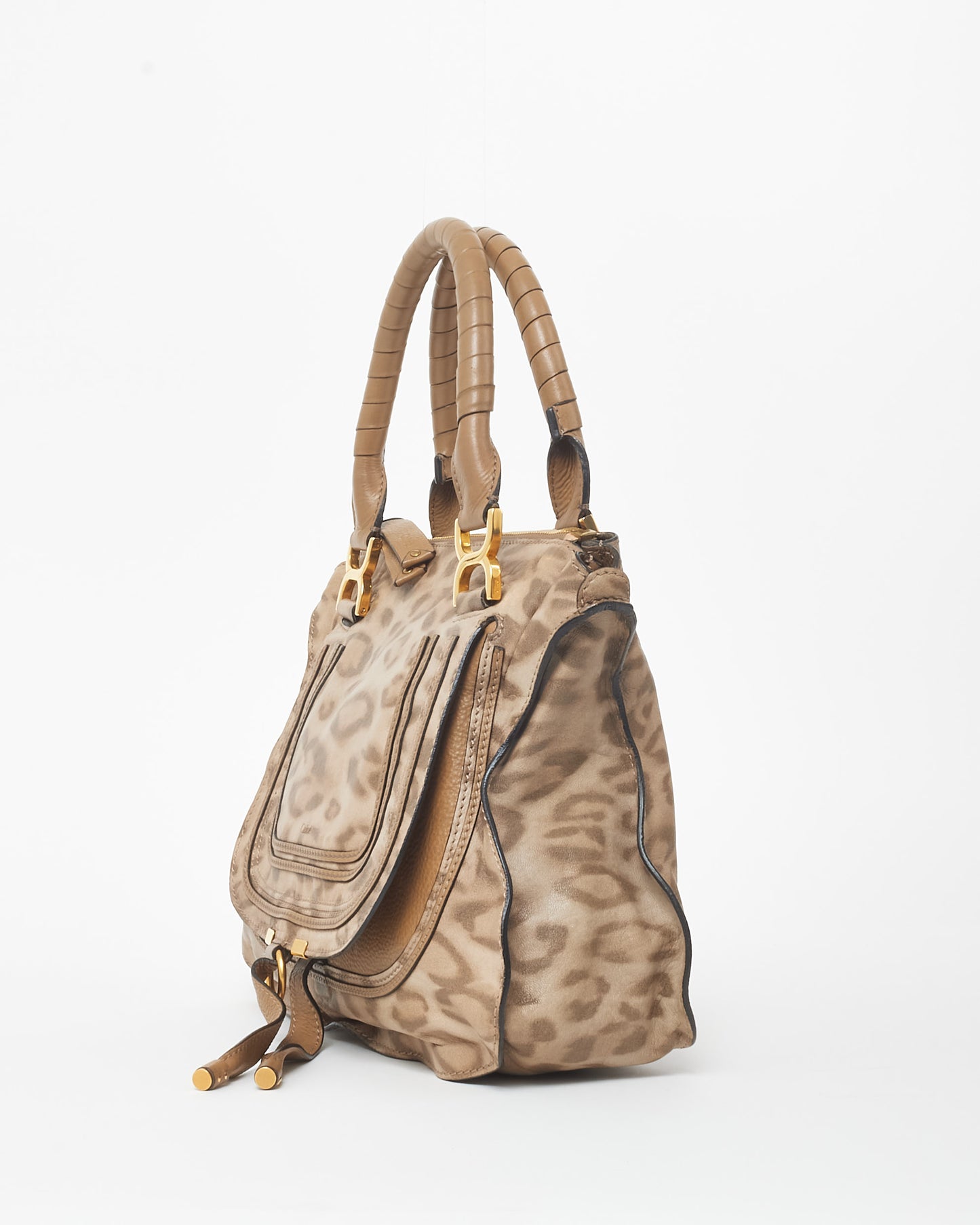 Chloé Brown 
Beige Leopard Print Leather Marcie Bag