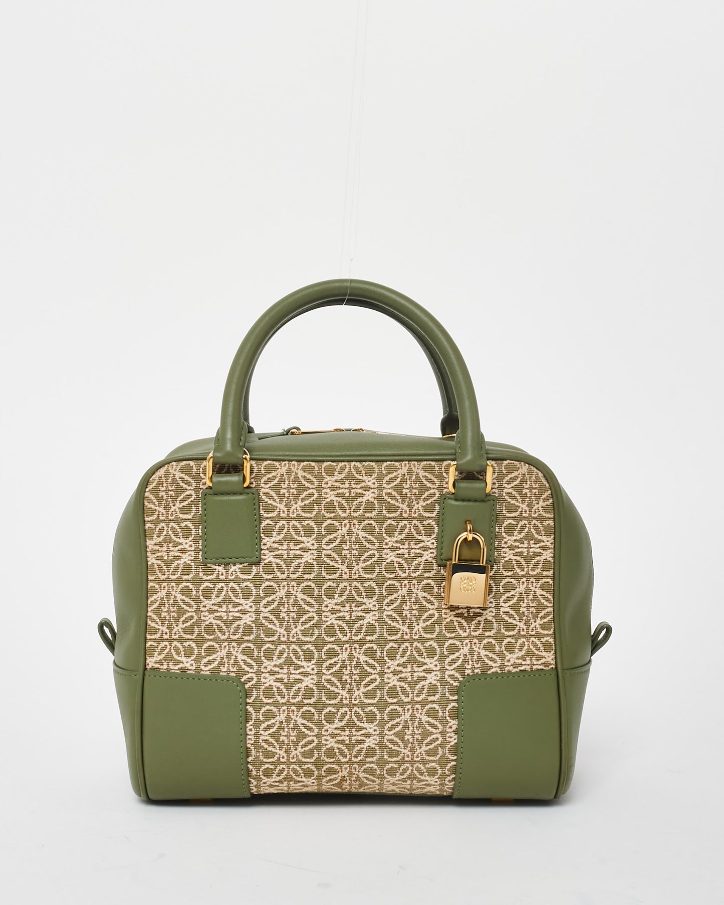 Loewe Green Anagram Jacquard Canvas 
Leather Amazona 19 Tote Bag - MISSING STRAP