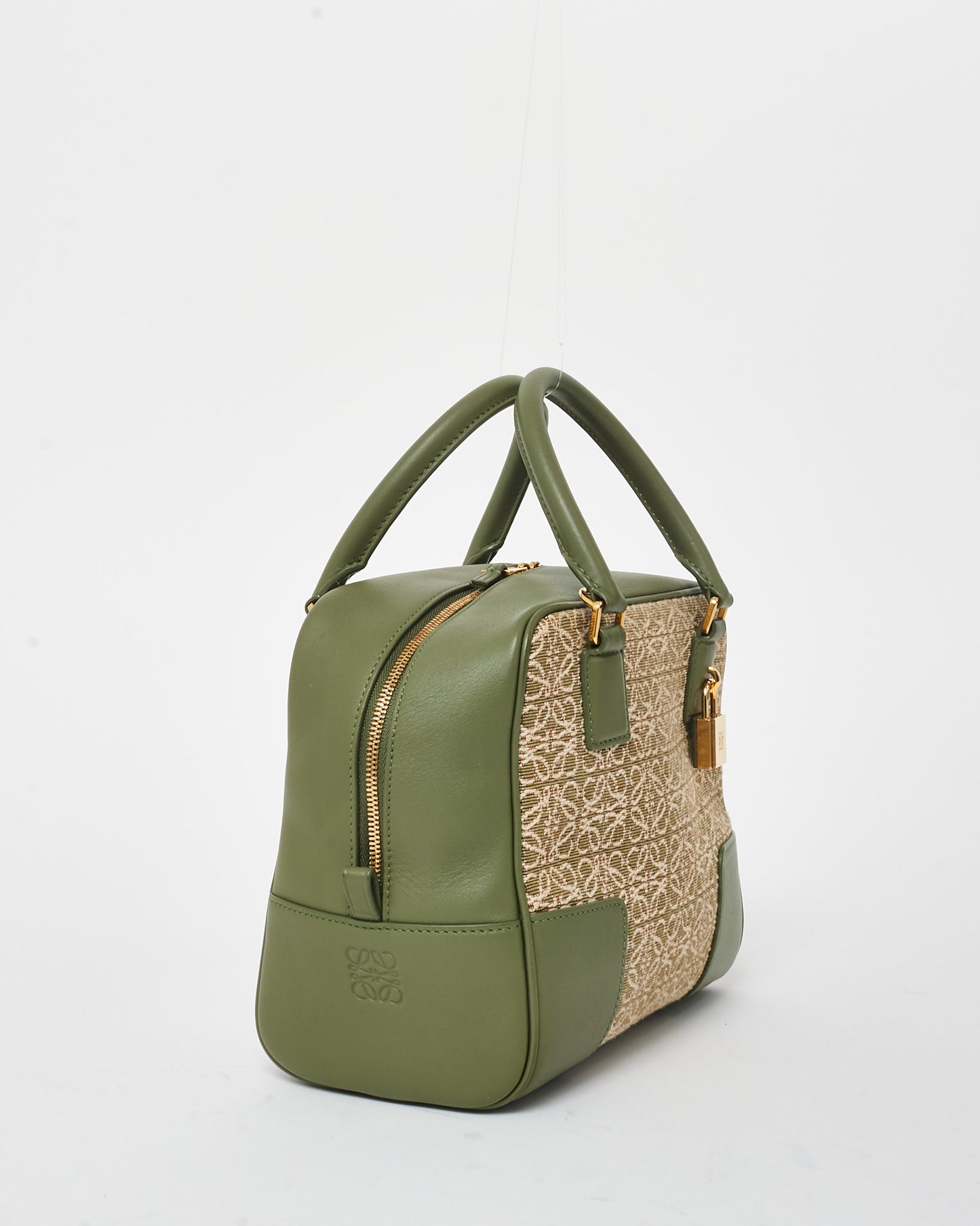 Loewe Green Anagram Jacquard Canvas 
Leather Amazona 19 Tote Bag - MISSING STRAP