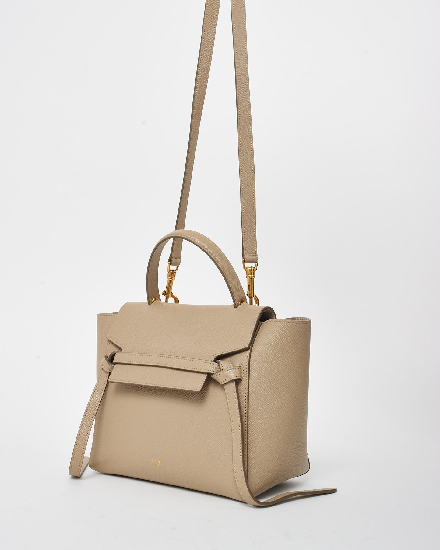 Celine Taupe/Beige Grained Leather Micro Belt Bag