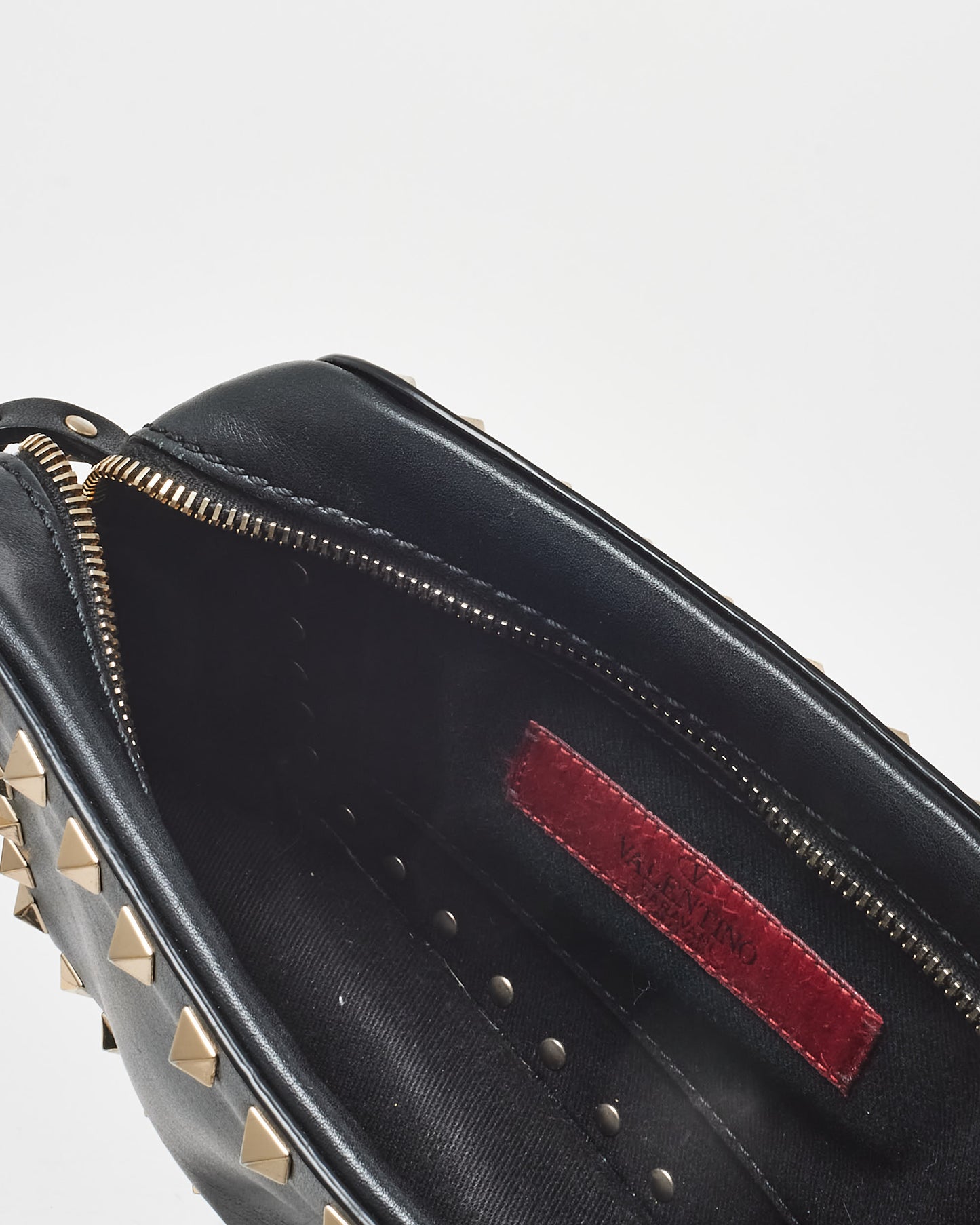 Valentino Black Leather Rockstud Camera Bag