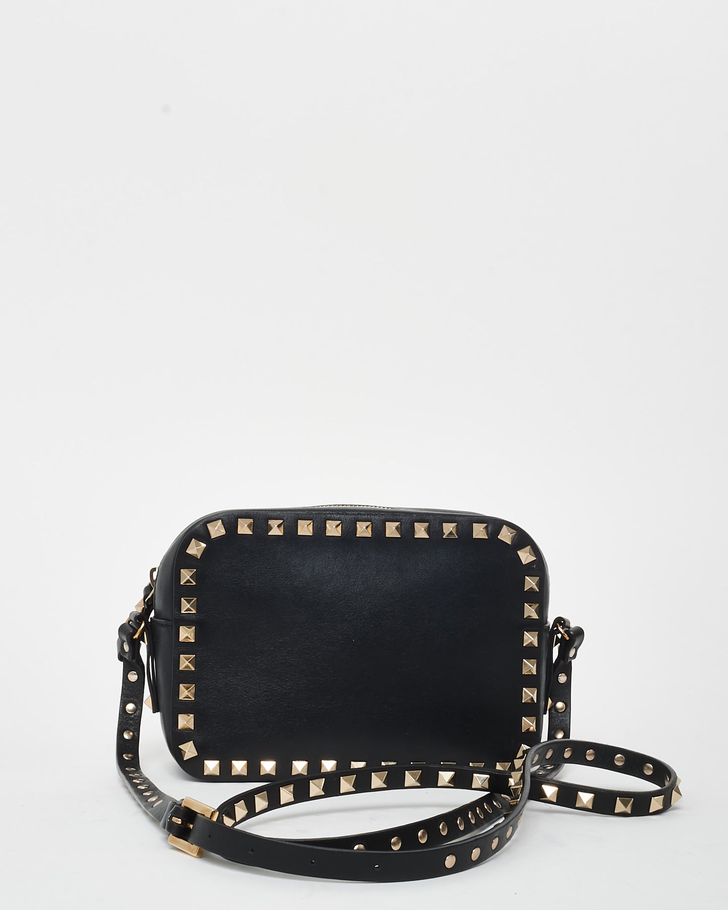 Valentino Black Leather Rockstud Camera Bag