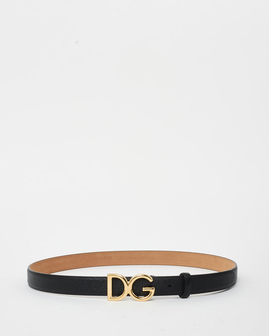 Dolce 
Gabbana Black Leather Logo Belt - 95