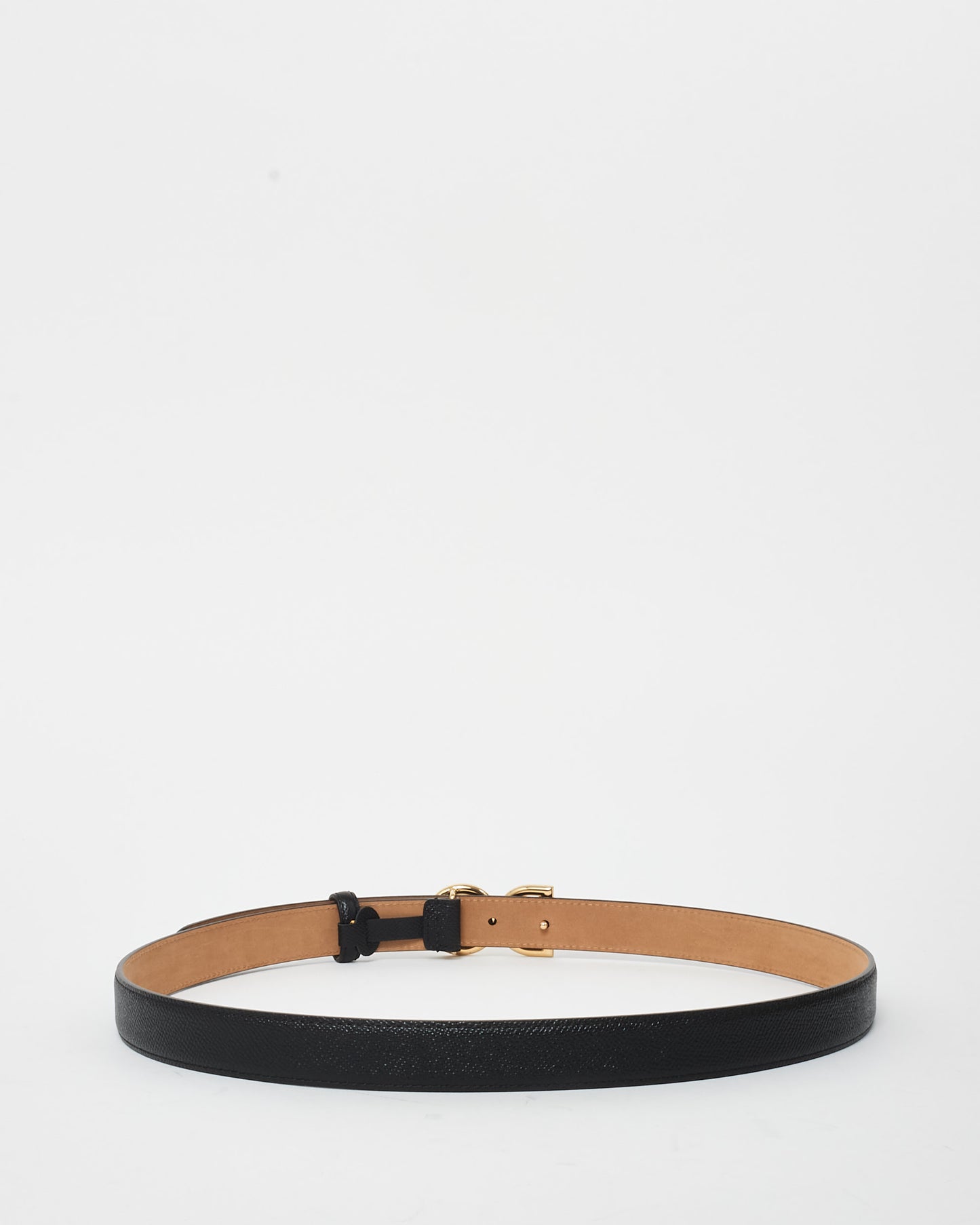 Dolce 
Gabbana Black Leather Logo Belt - 95