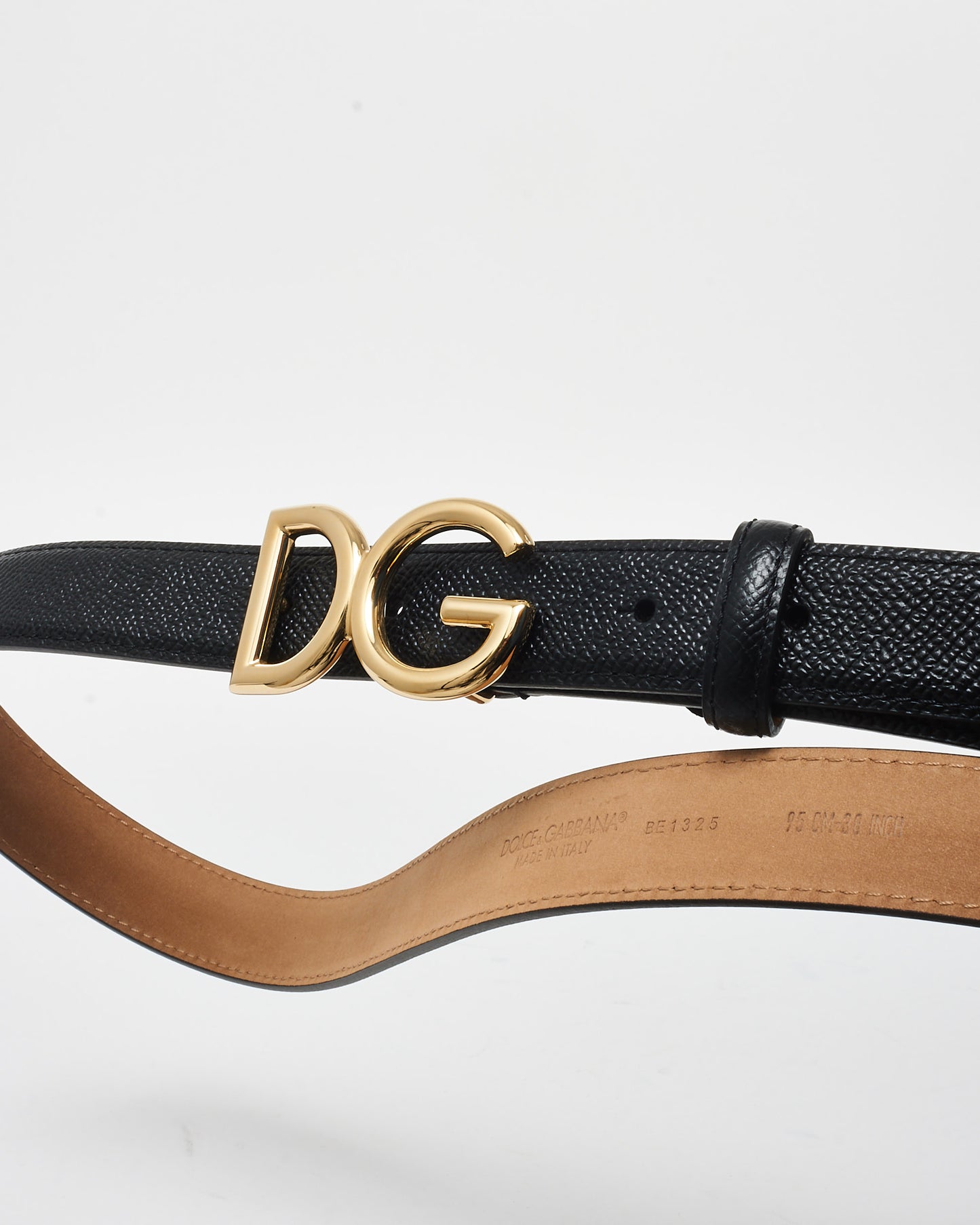 Dolce 
Gabbana Black Leather Logo Belt - 95