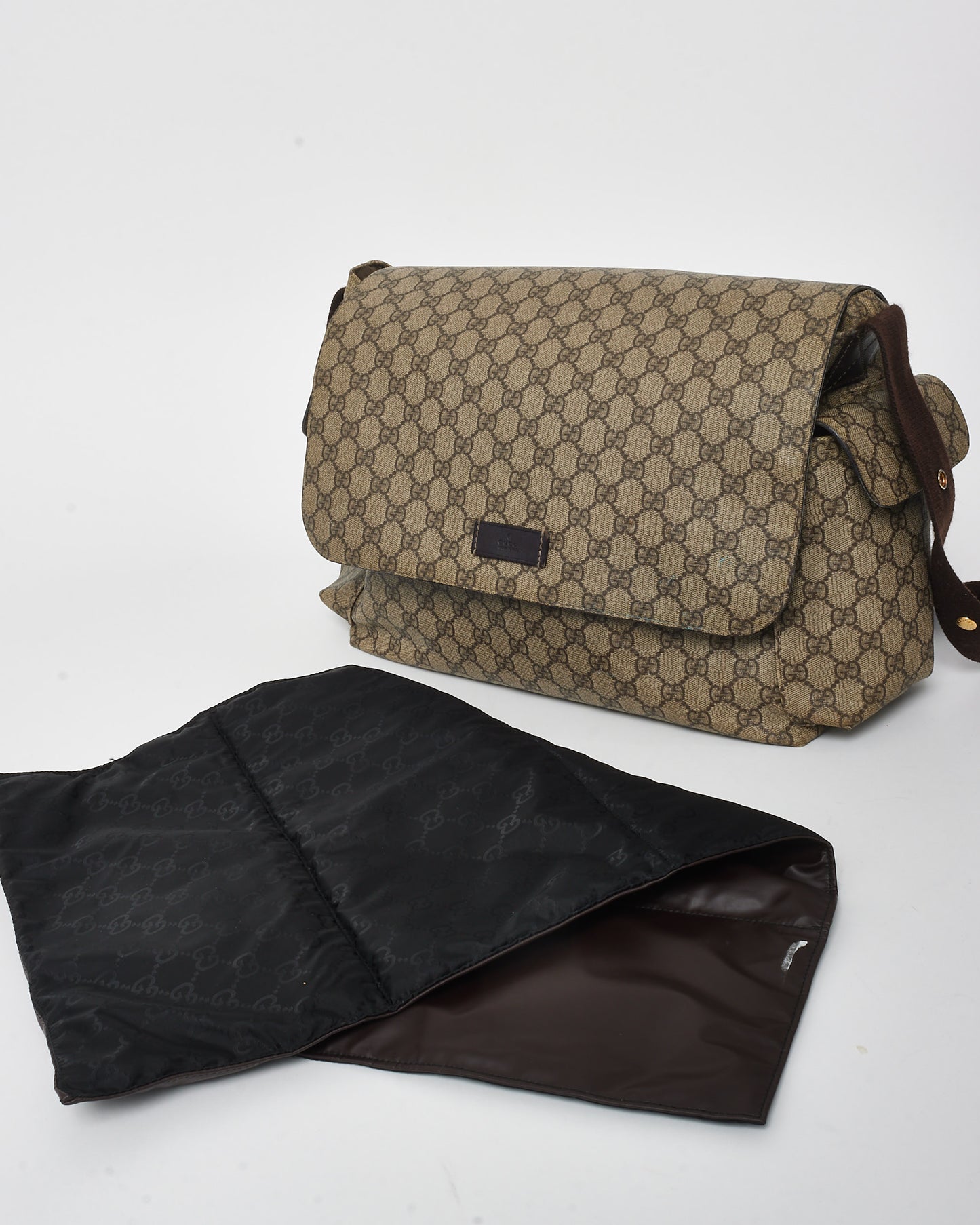 Gucci Brown Monogram Coated Canvas GG Supreme Diaper Bag