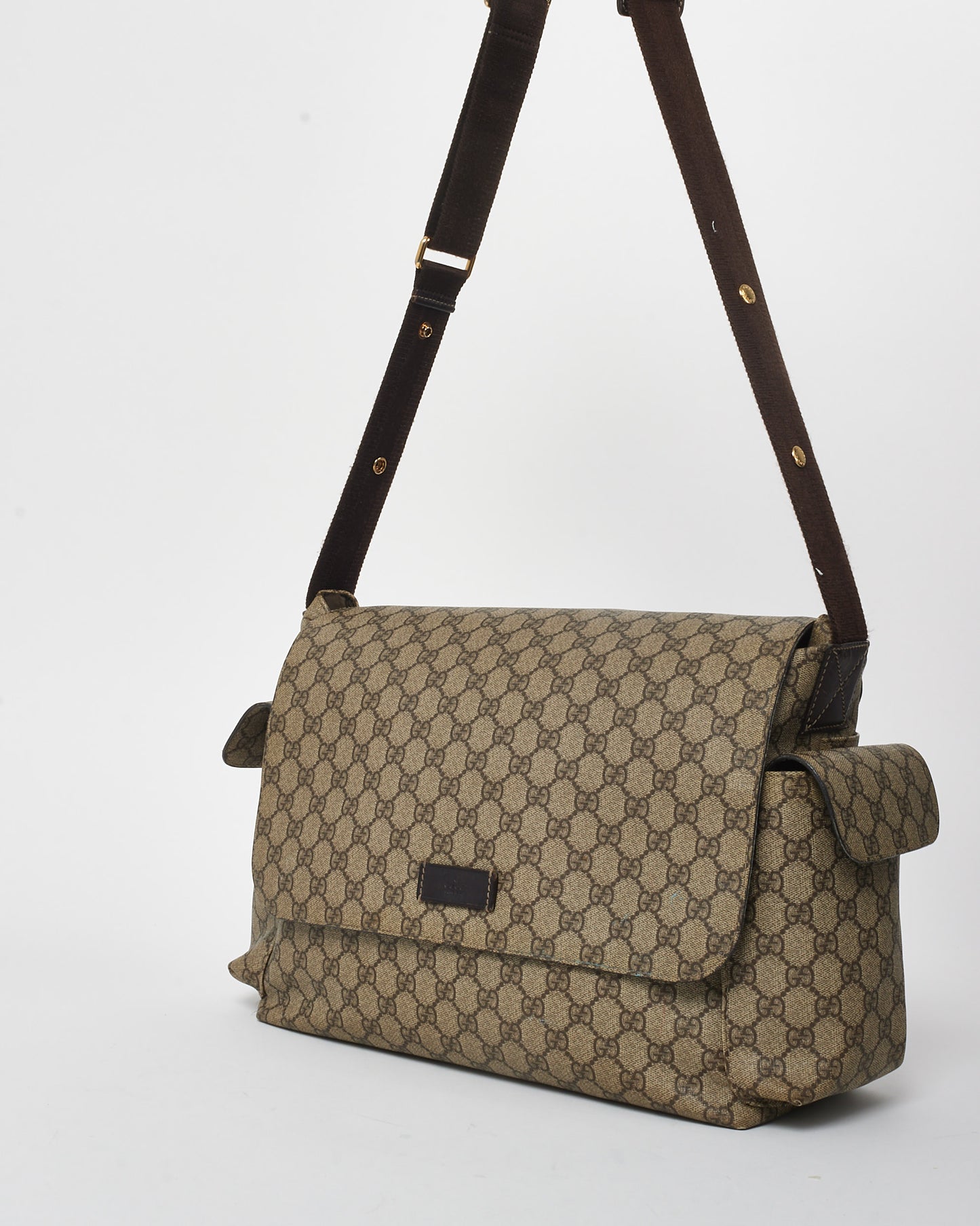 Gucci Brown Monogram Coated Canvas GG Supreme Diaper Bag