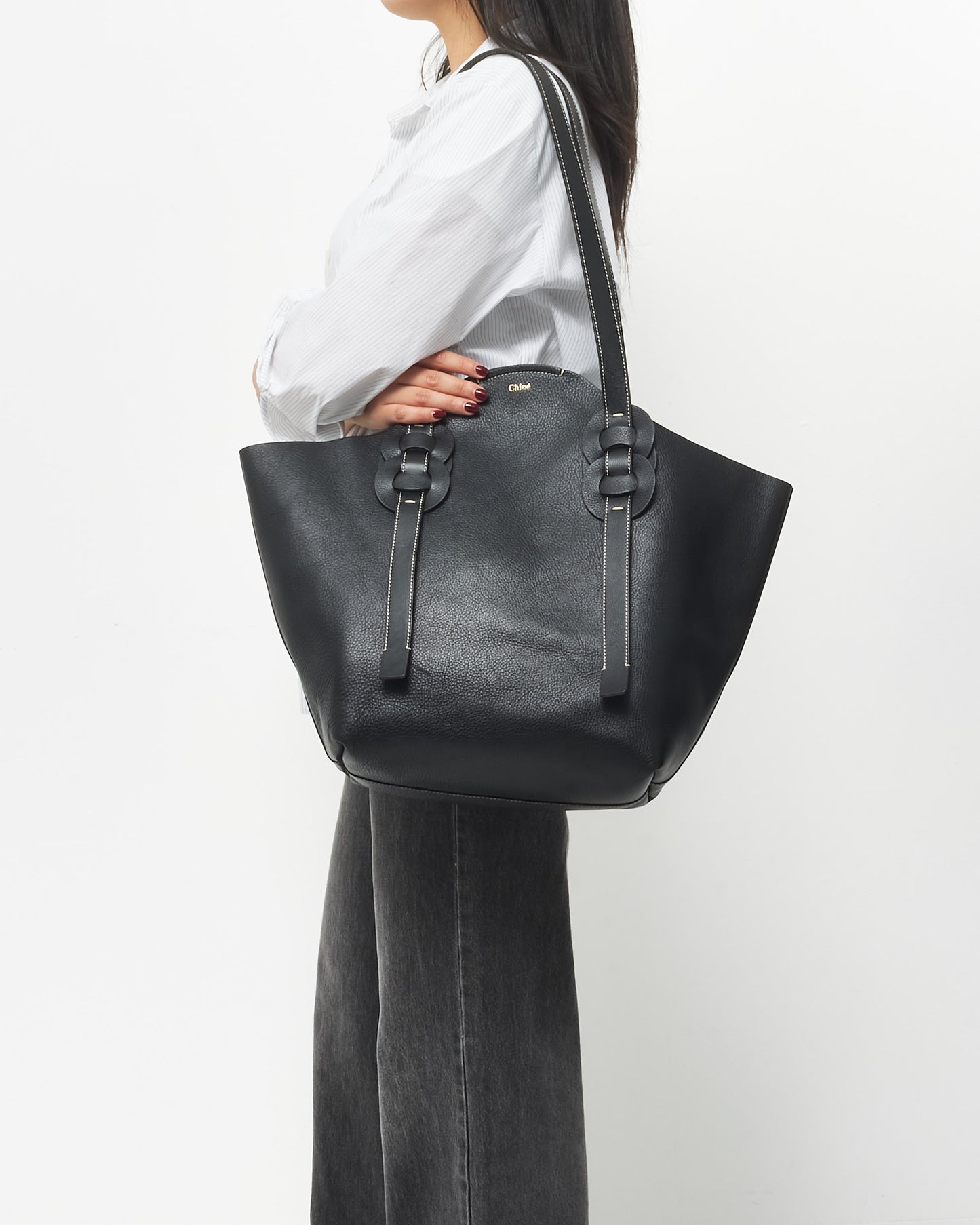 Chloe Black Leather Darryl Shoulder Bag