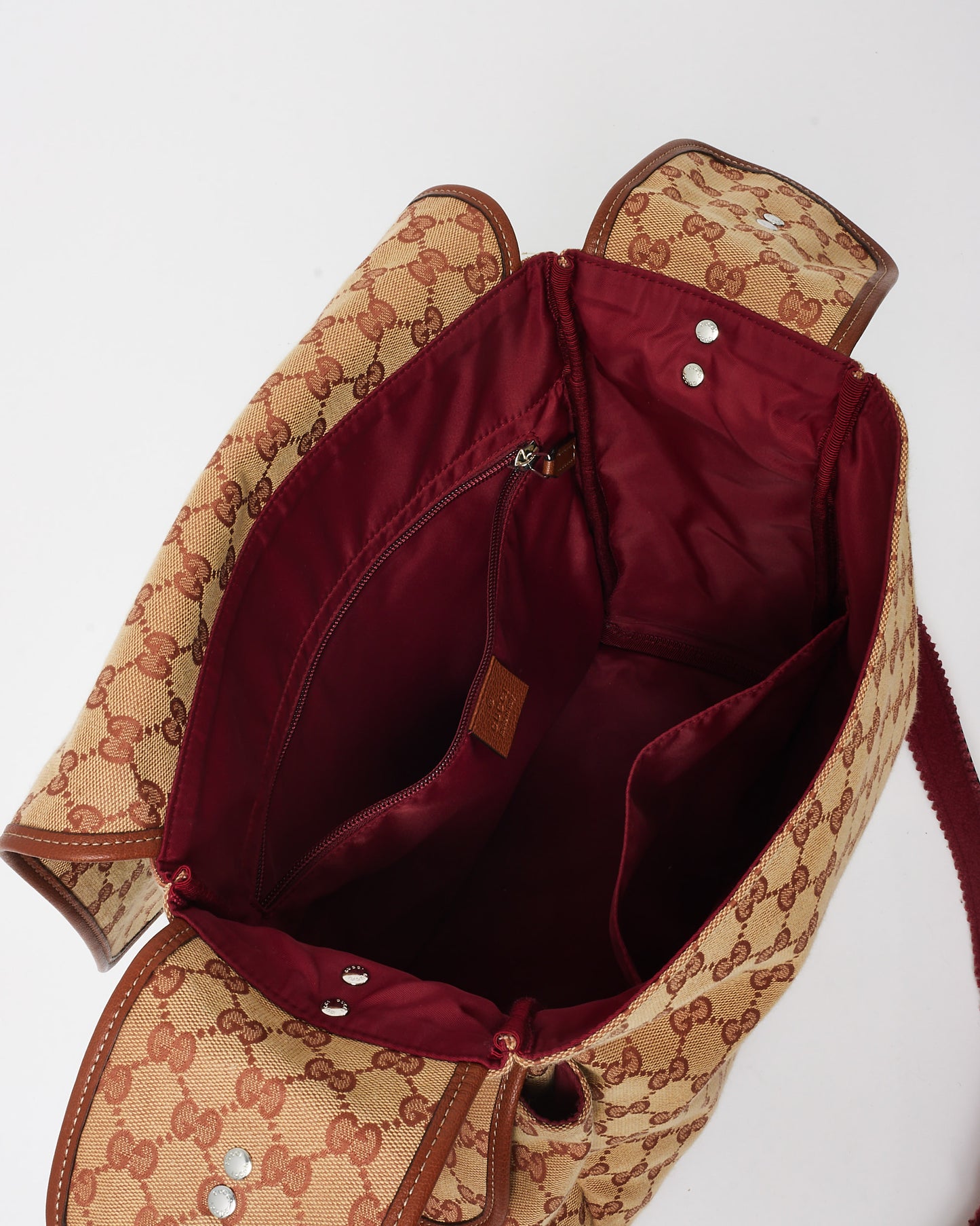 Gucci Brown 
Burgundy GG Canvas Diaper Bag