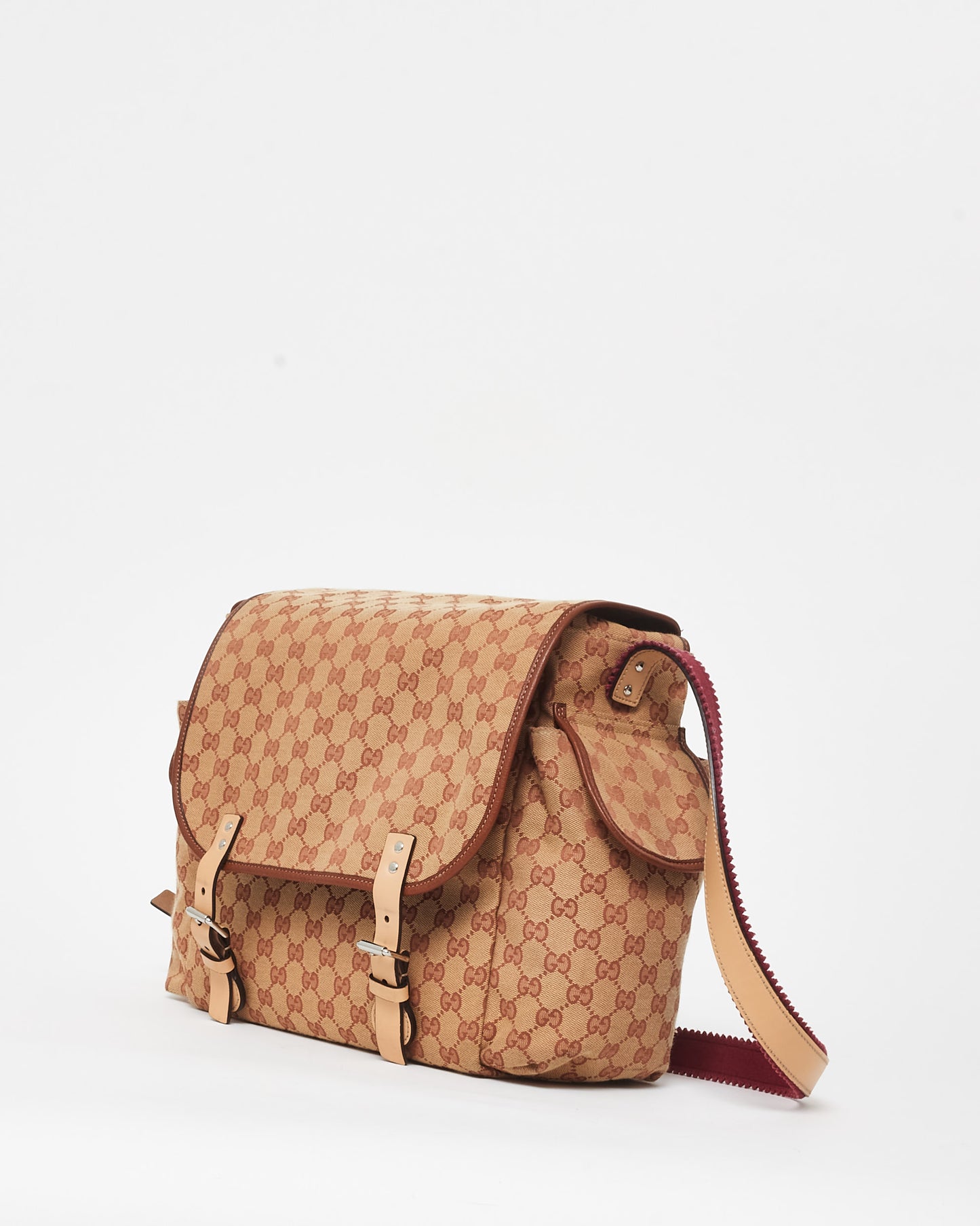 Gucci Brown 
Burgundy GG Canvas Diaper Bag