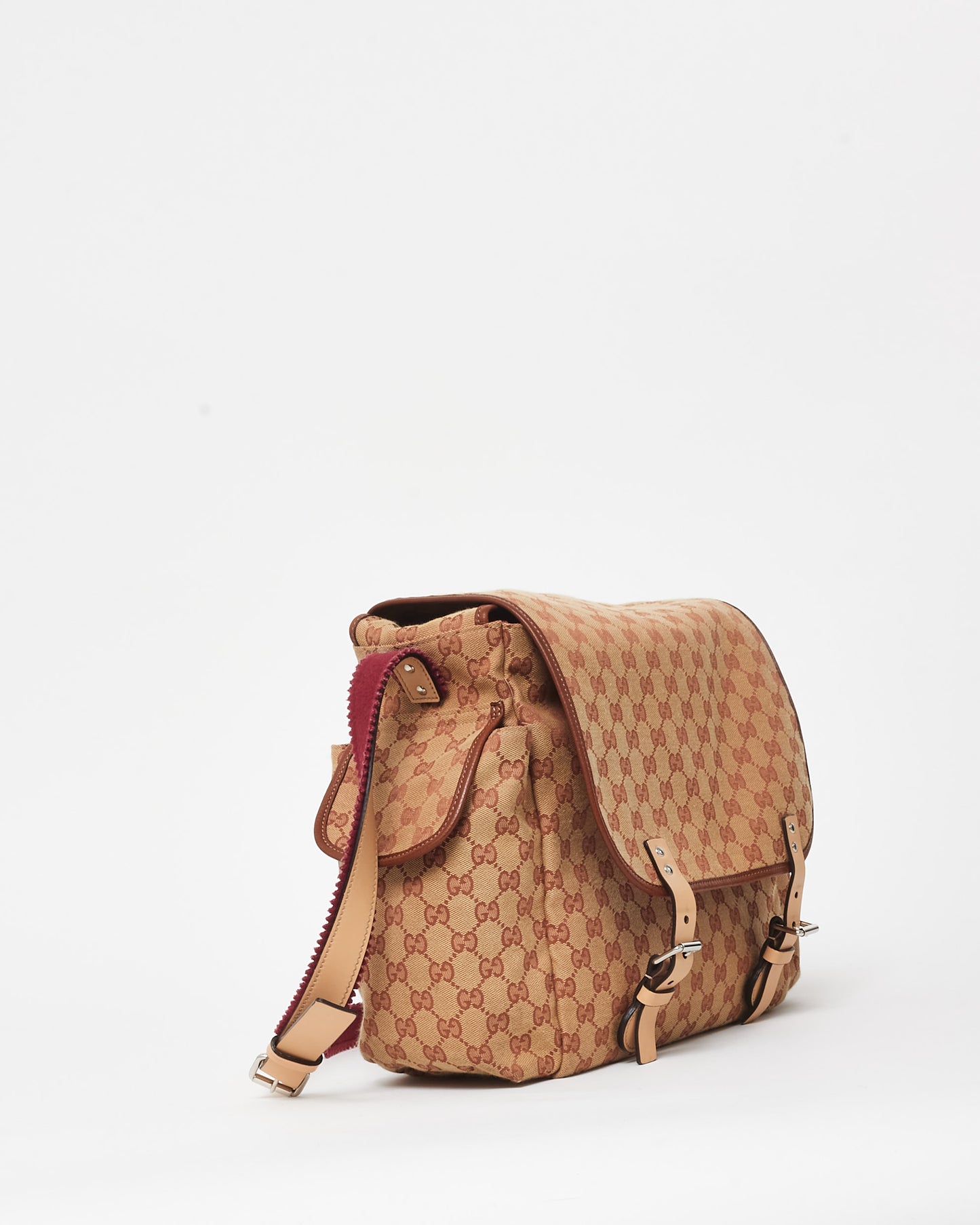 Gucci Brown 
Burgundy GG Canvas Diaper Bag