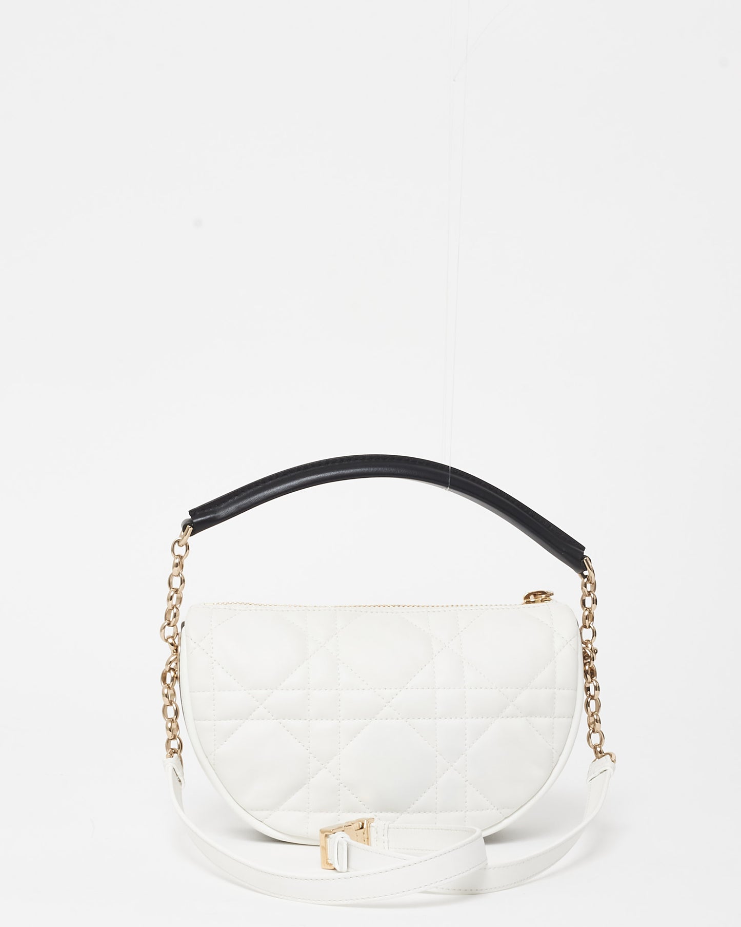 Dior White Cannage Leather Vibe Shoulder Bag W/ Top Handle