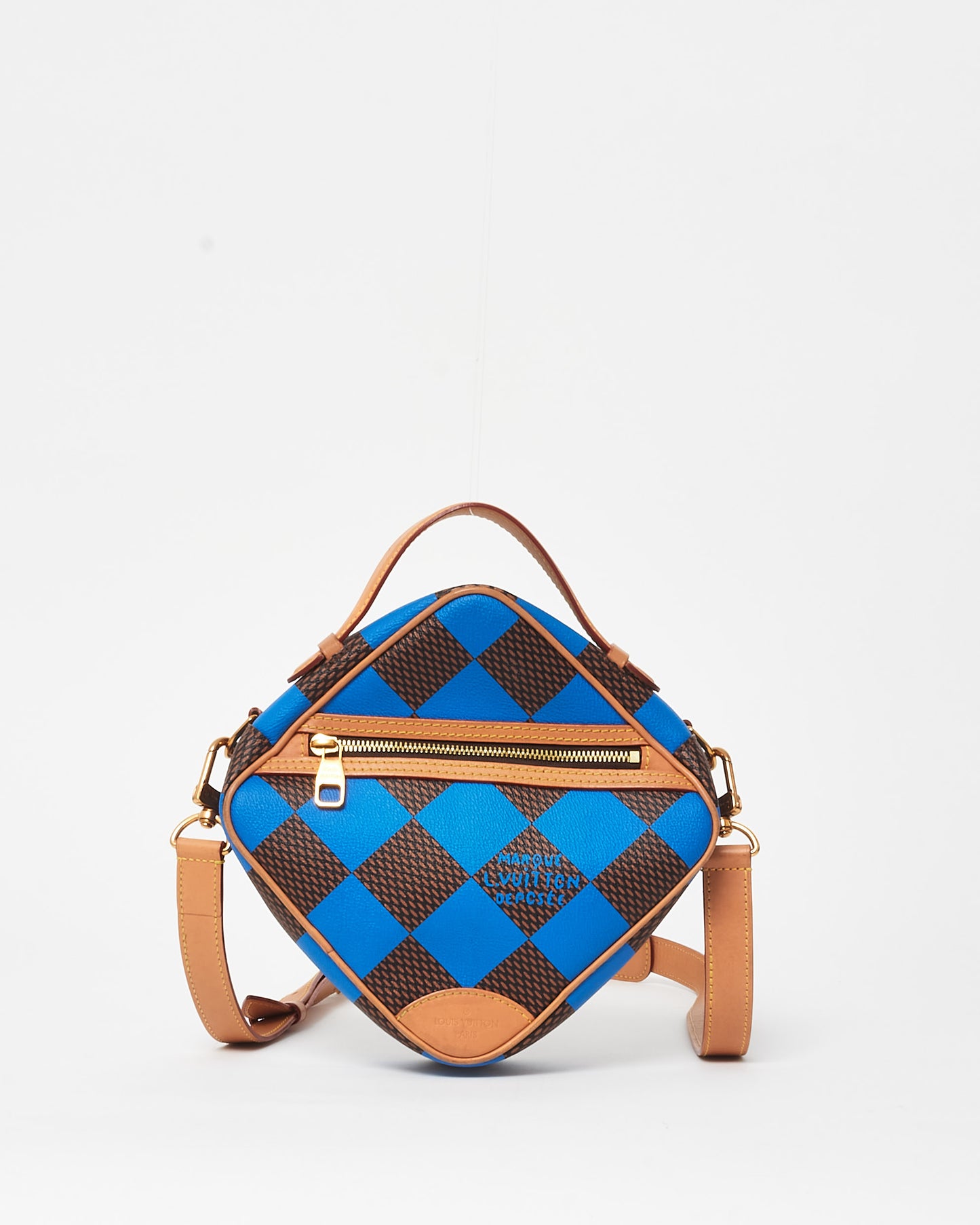 Louis Vuitton Blue 
Coated Canvas Chess Messenger Crossbody Bag - Défilé Homme P/É24