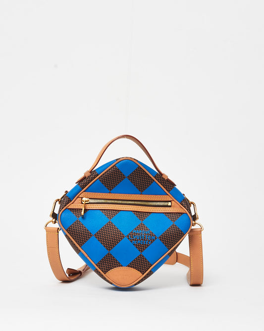 Louis Vuitton Blue 
Coated Canvas Chess Messenger Crossbody Bag - Défilé Homme P/É24