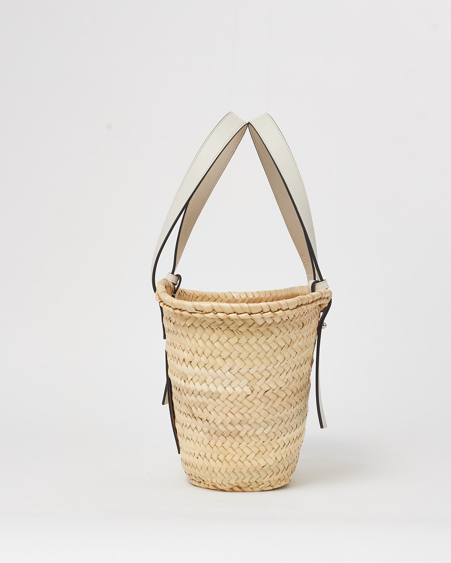 Loewe Medium Palm Leaf 
White Leather Basket Bag