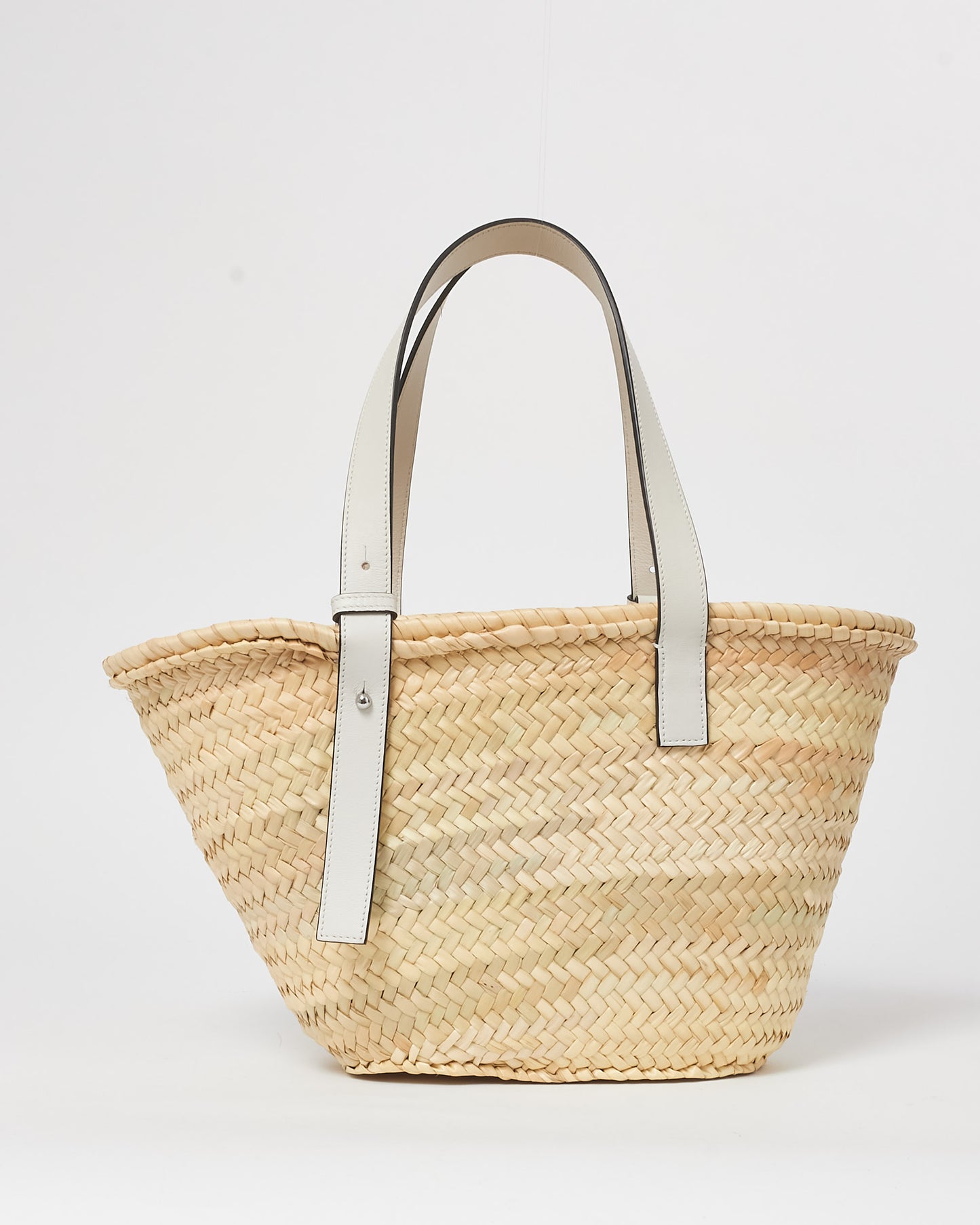 Loewe Medium Palm Leaf 
White Leather Basket Bag