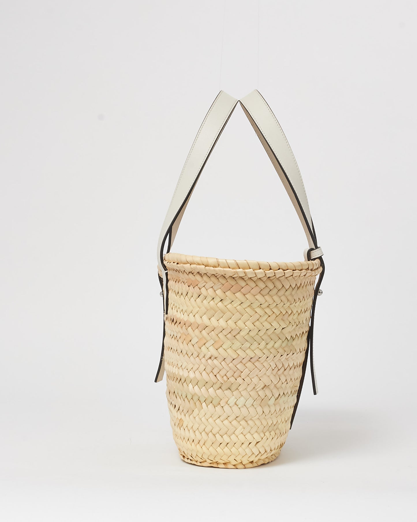 Loewe Medium Palm Leaf 
White Leather Basket Bag