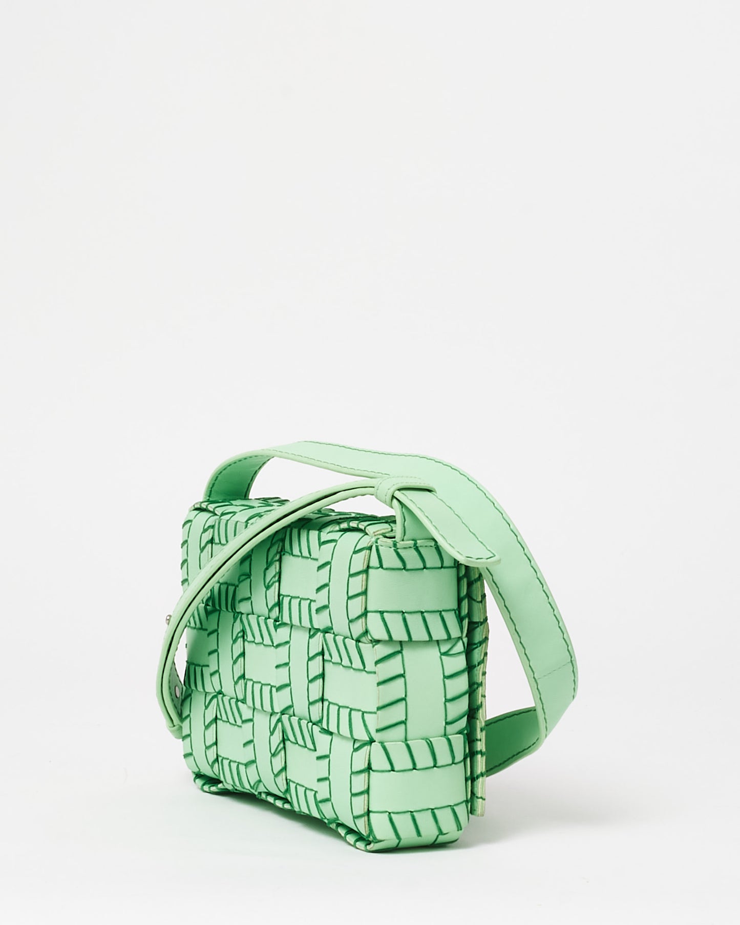 Bottega Veneta Green Leather 
Dark Green Stitch Cassette Bag