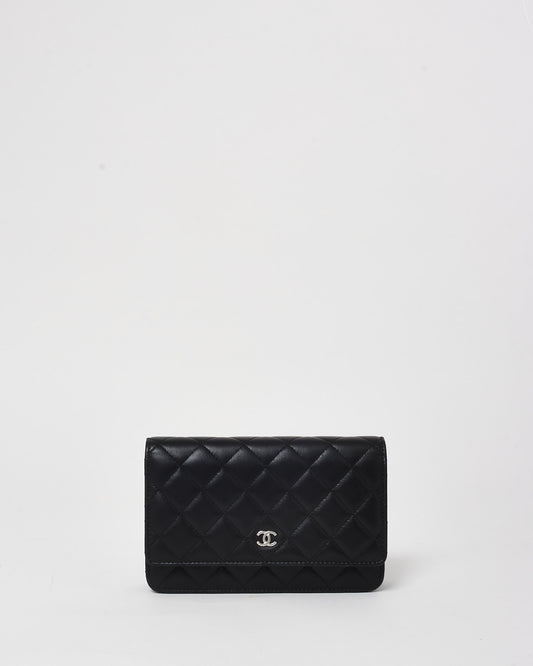 Chanel Black Lambskin Leather Wallet On Chain Bag SHW