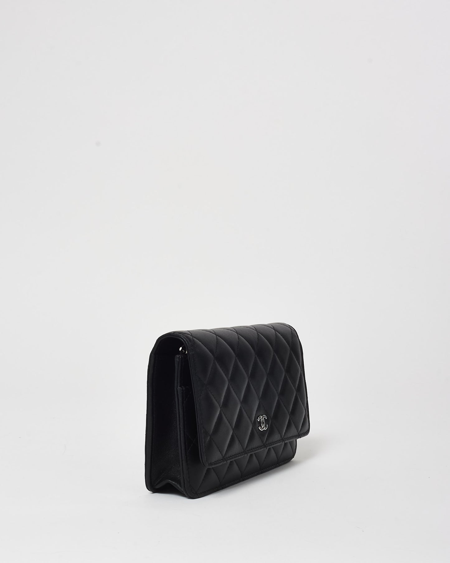 Chanel Black Lambskin Leather Wallet On Chain Bag SHW