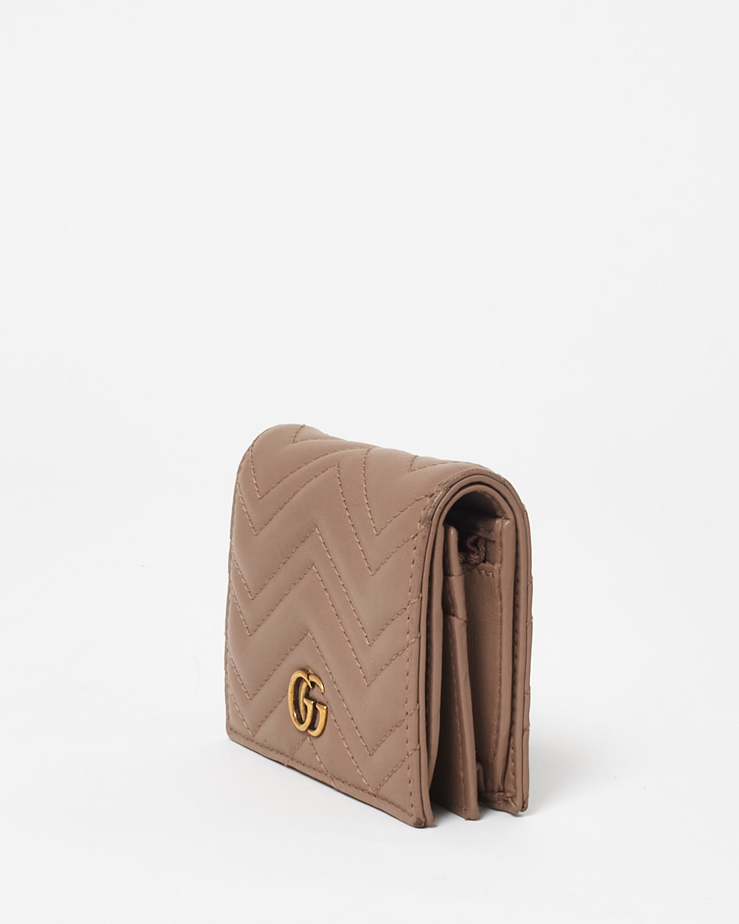 Gucci Mauve Leather Marmont GG Bifold Wallet