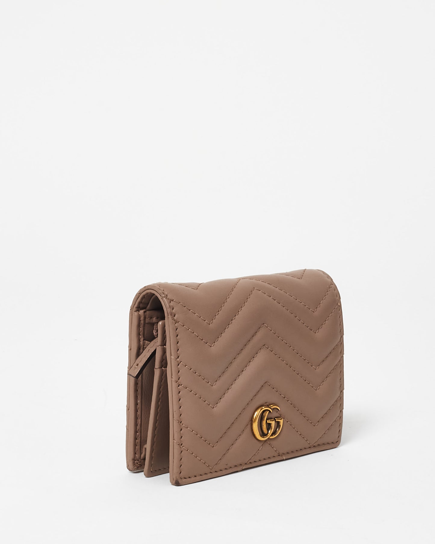 Gucci Mauve Leather Marmont GG Bifold Wallet