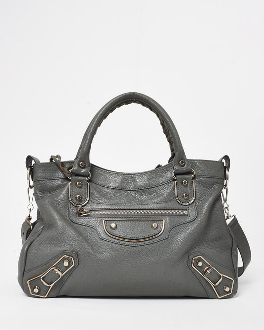 Balenciaga Grey Leather City Edge Top Handle Bag