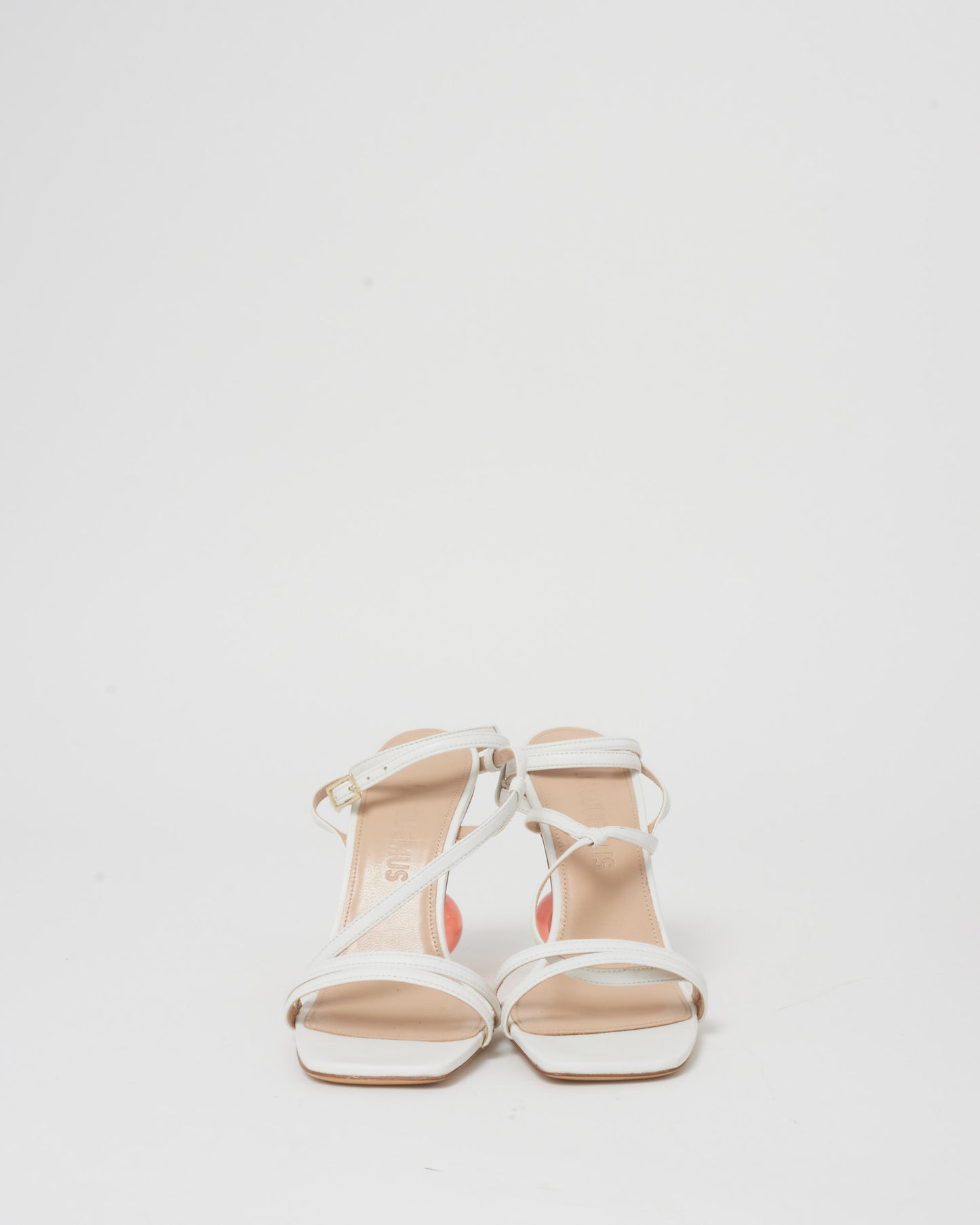 Jacquemus White Leather 
Geometric Ball Heels - 37