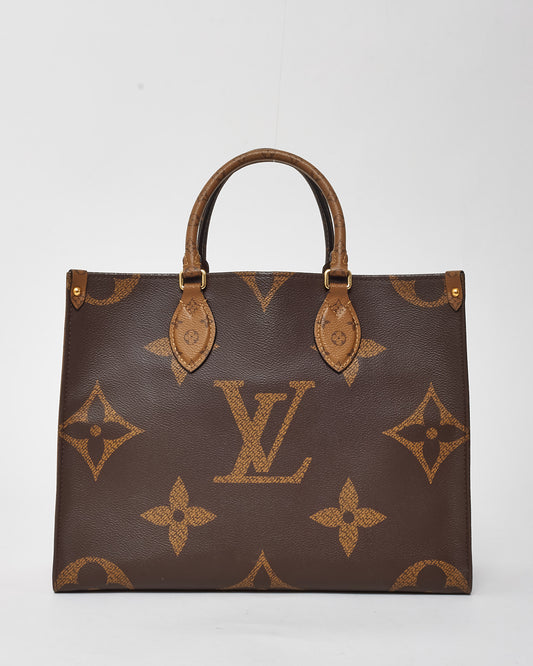 Louis Vuitton Giant Reverse Monogram Coated Canvas MM On The Go Tote Bag