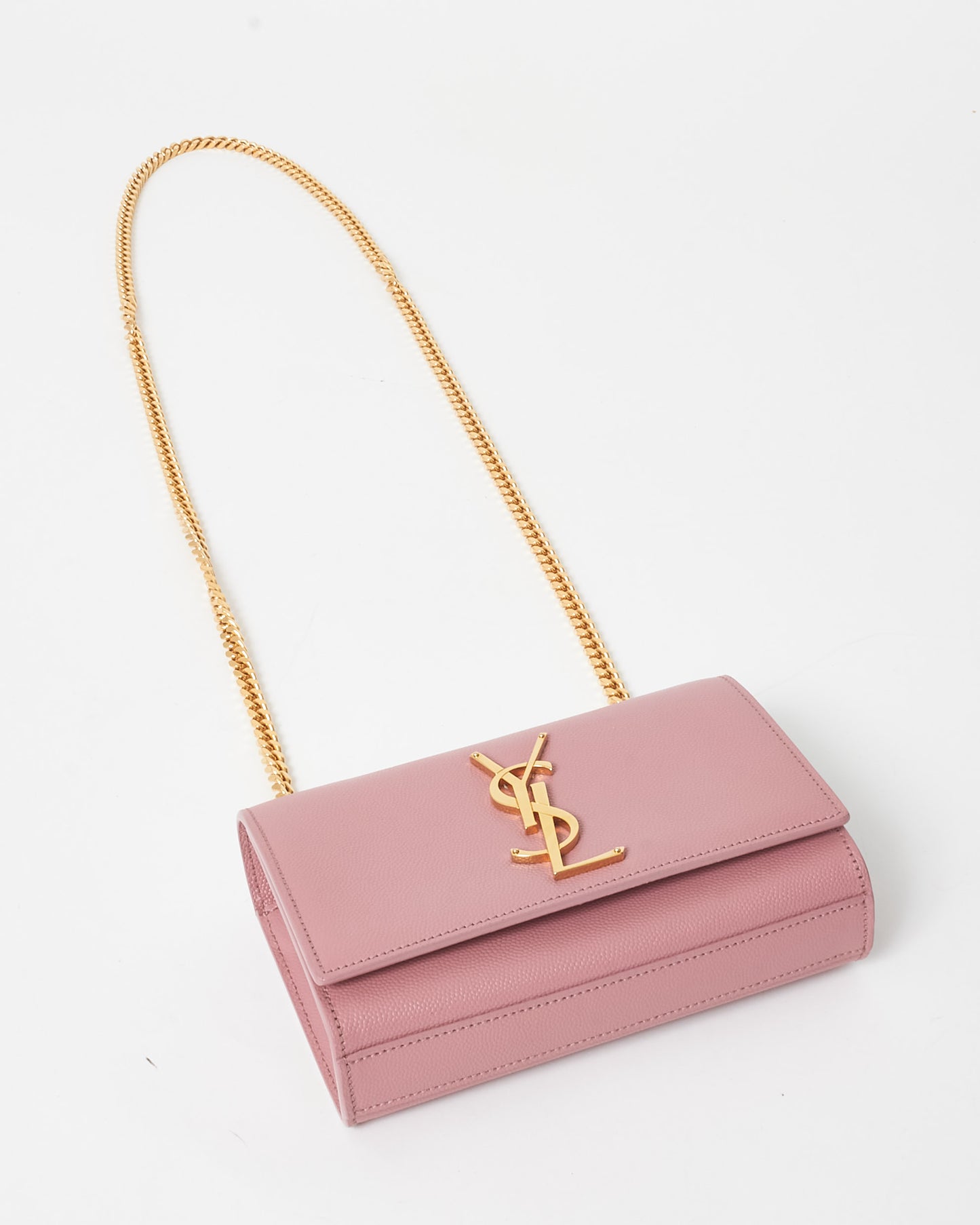 Saint Laurent Pink Grained Leather Kate Chain Bag