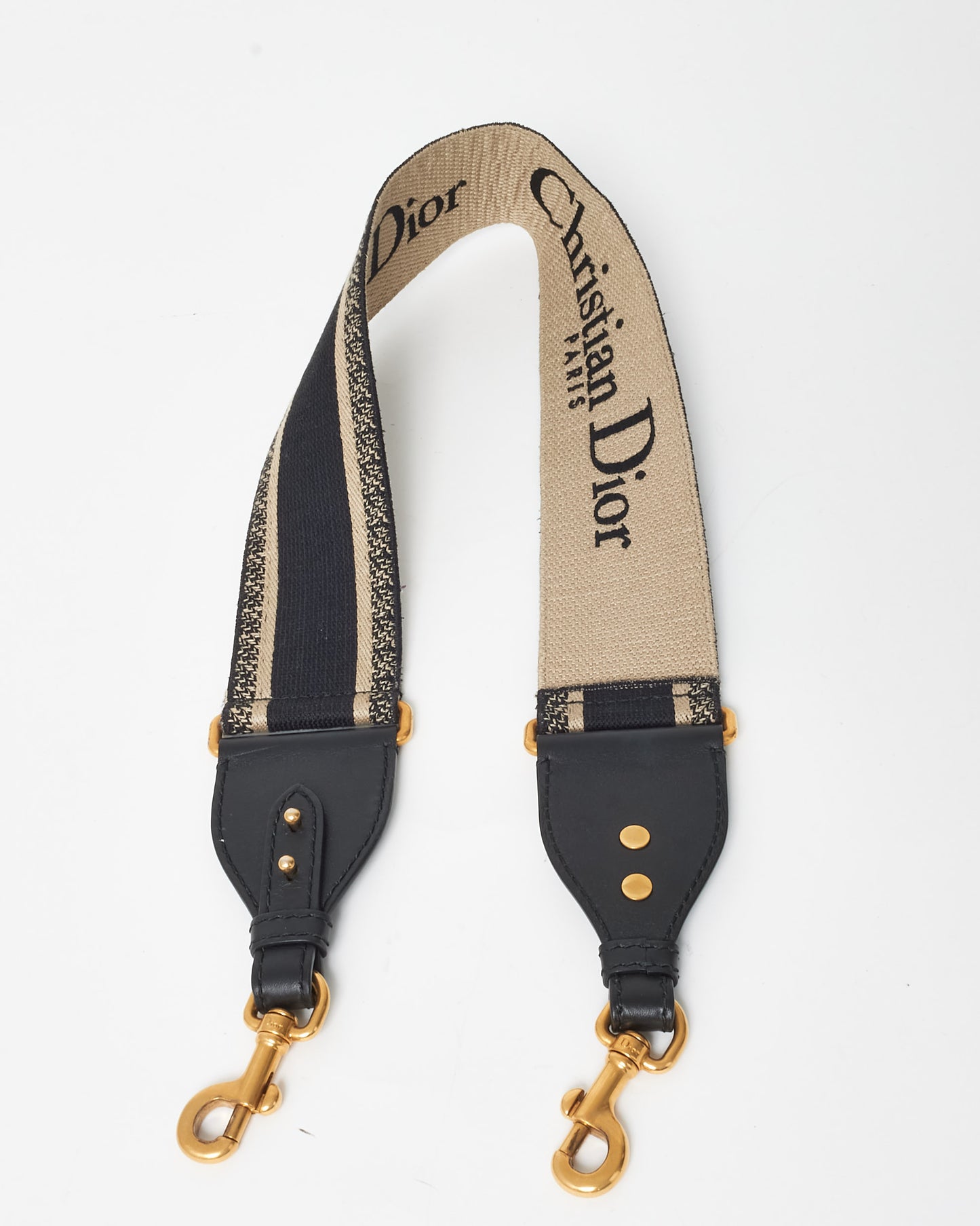 Dior Black 
Cream Logo Canvas Guitar Strap