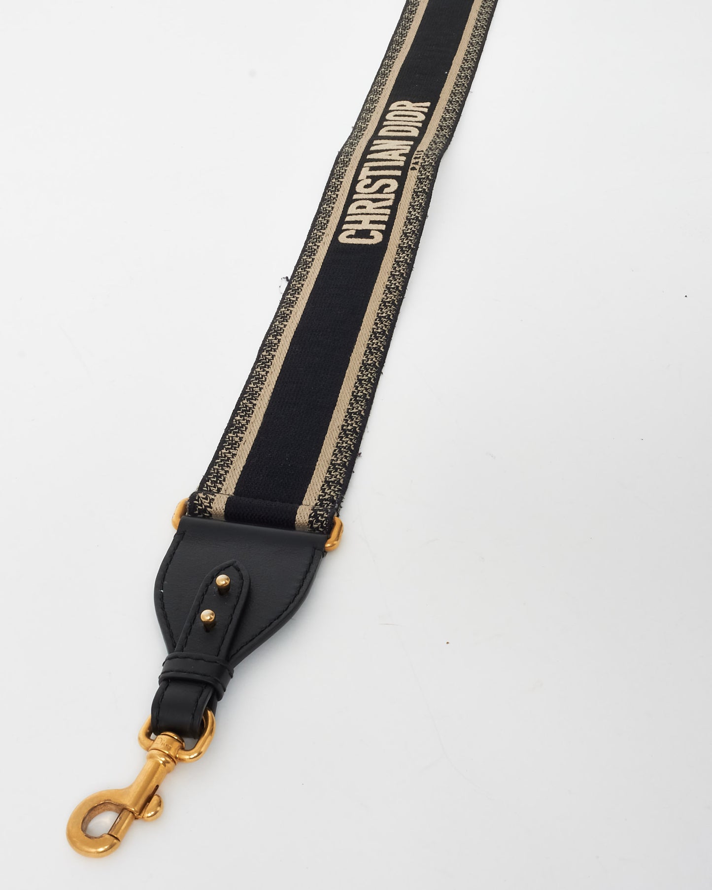 Dior Black 
Cream Logo Canvas Guitar Strap