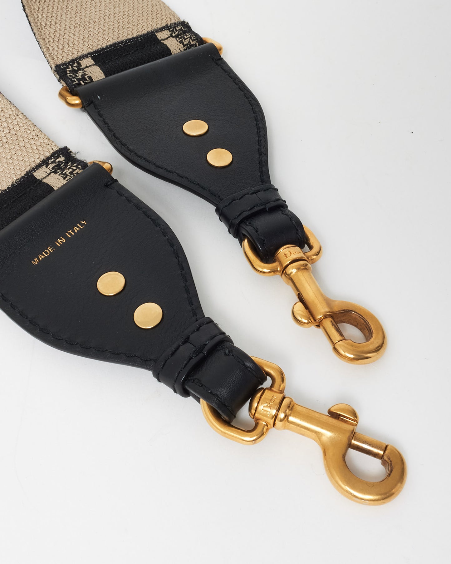 Dior Black 
Cream Logo Canvas Guitar Strap