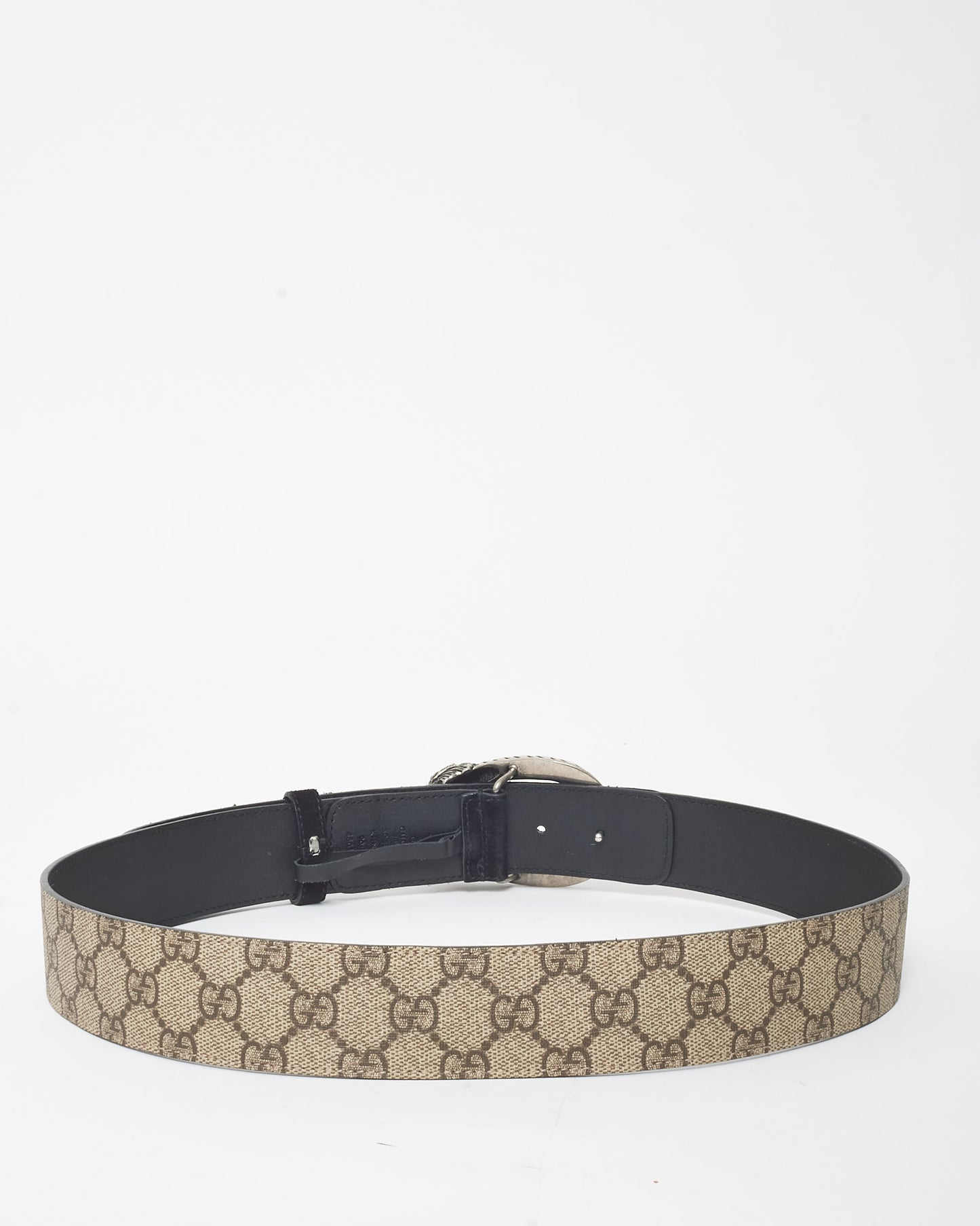 Gucci Black Suede 
Monogram Canvas Dionysus Belt - 90/36