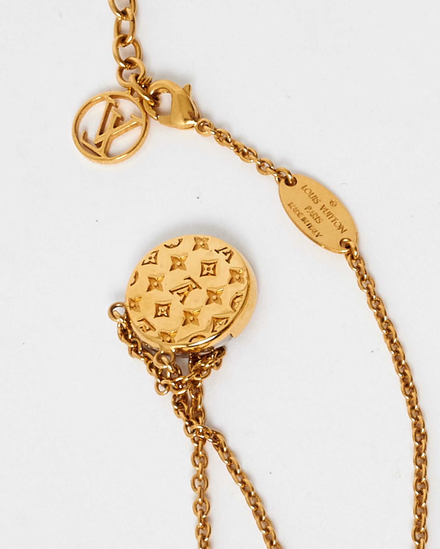 Louis Vuitton Two Tone LV Circular Pendant Necklace