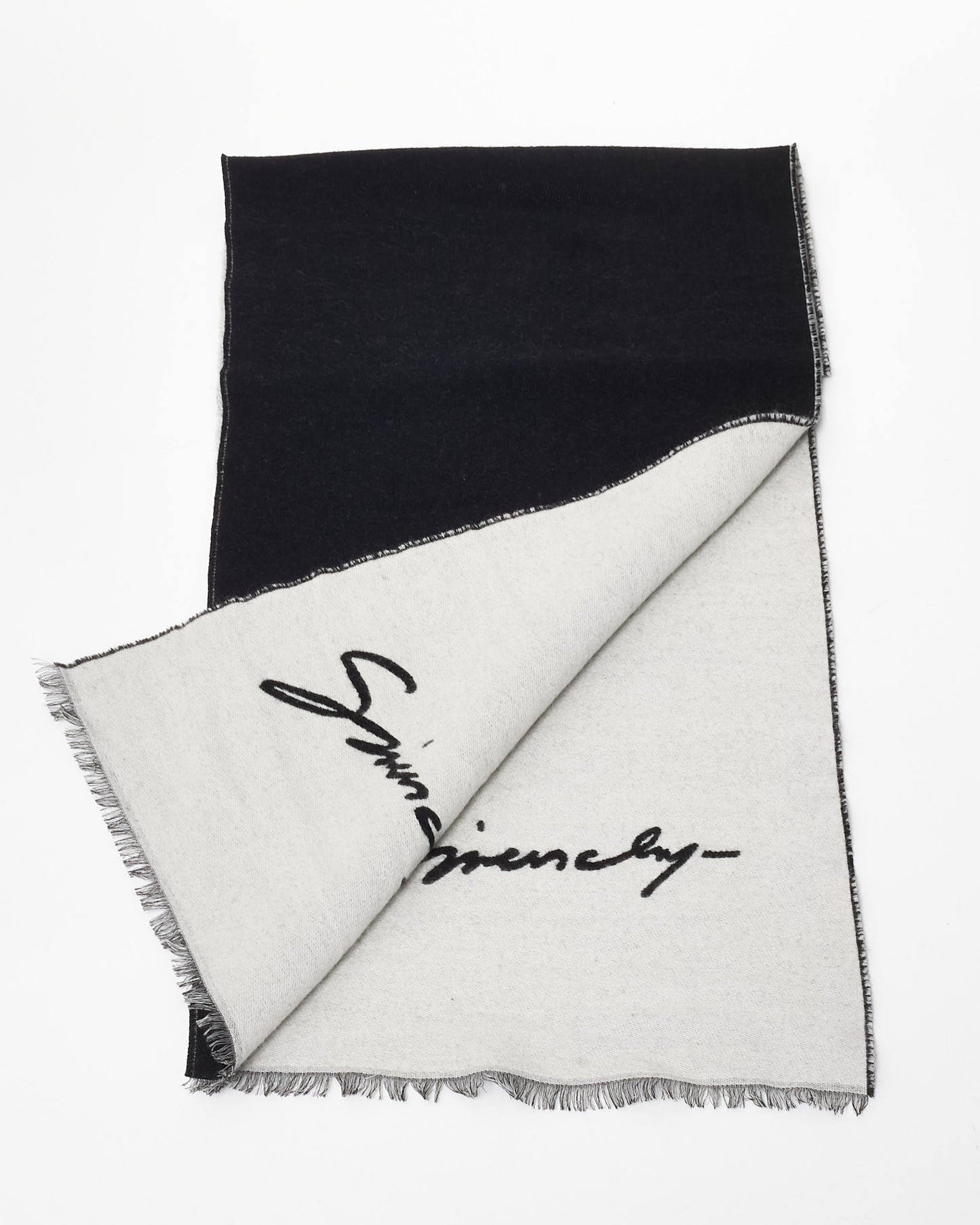 Givenchy Black 
White Logo Scarf