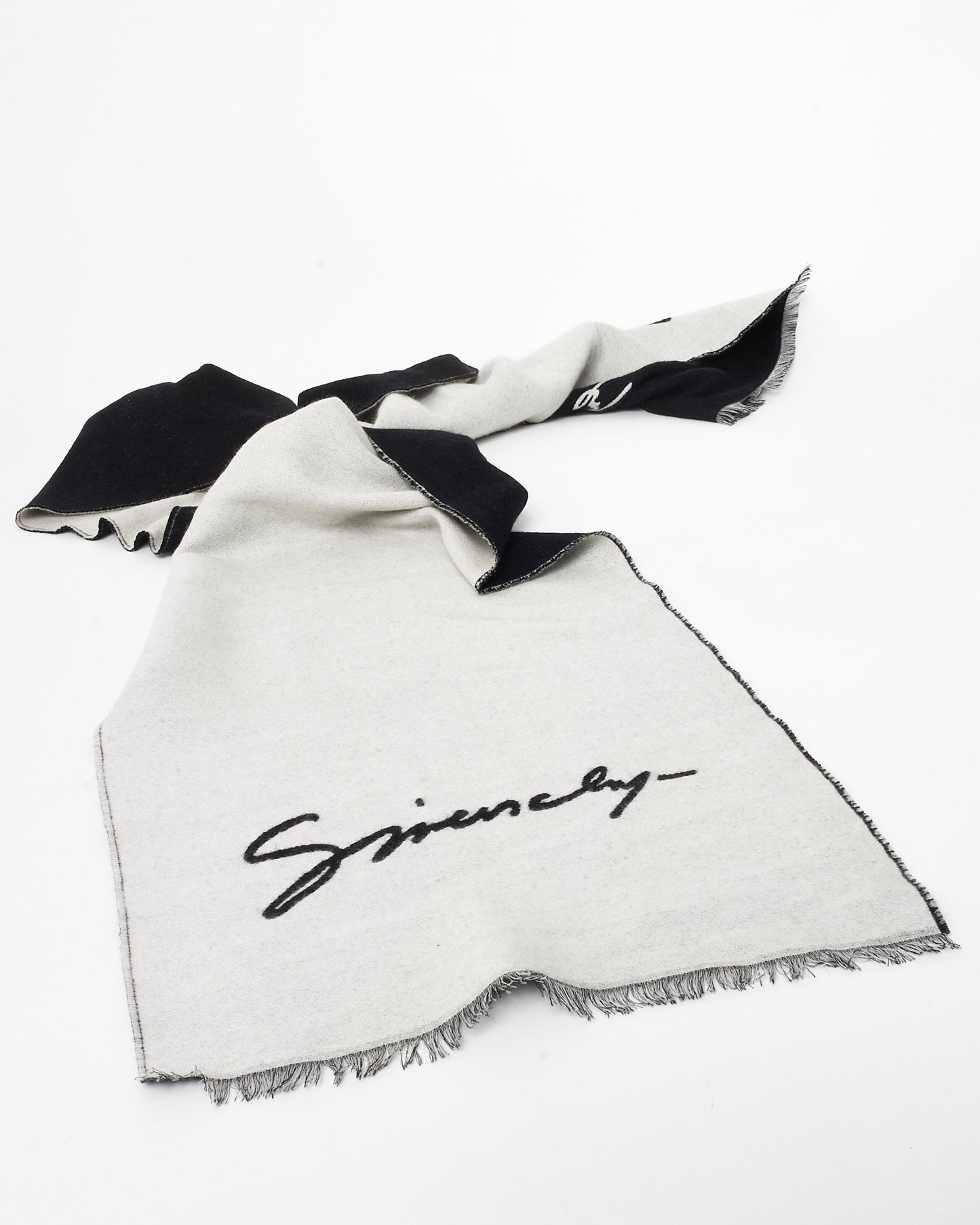 Givenchy Black 
White Logo Scarf