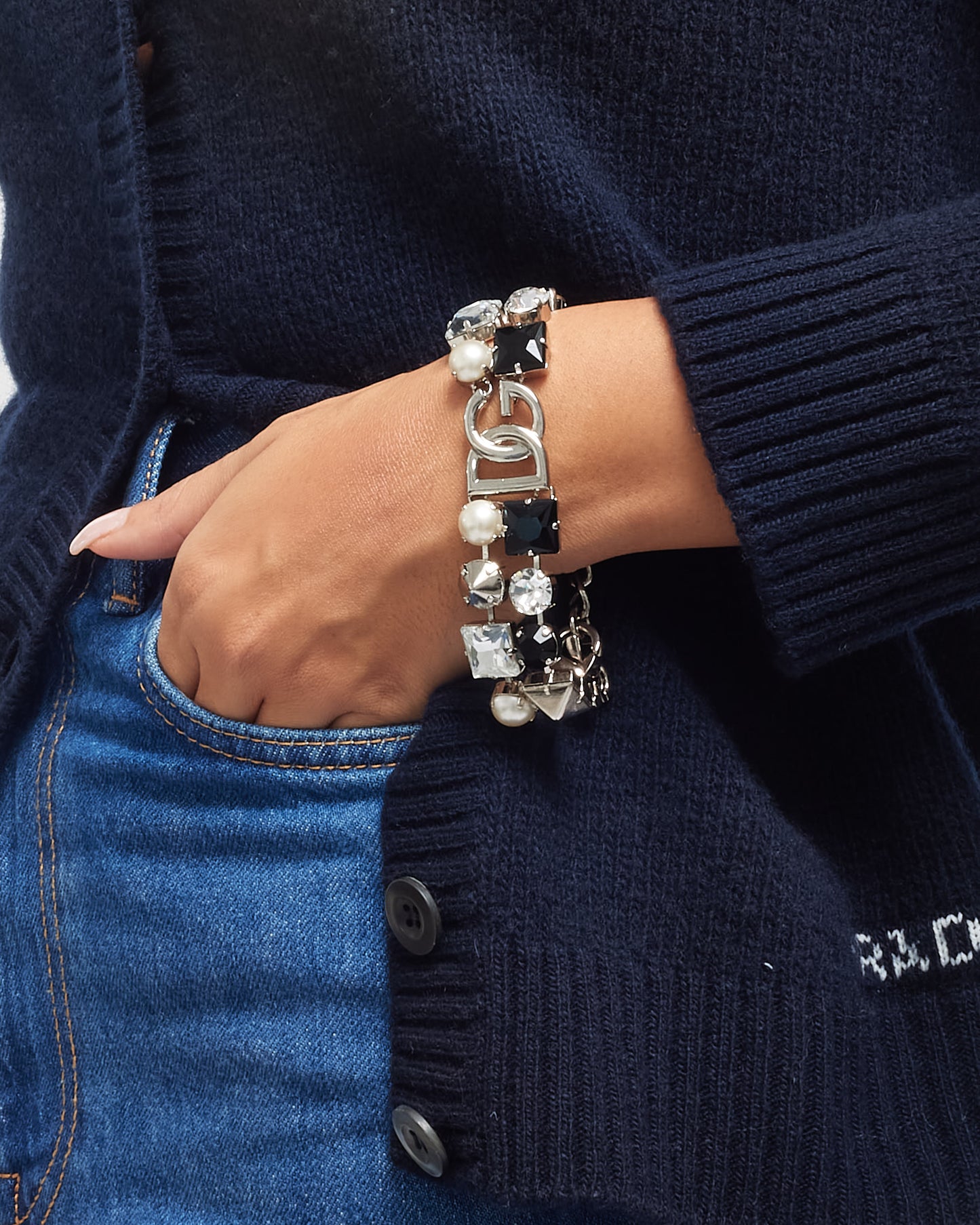 Dolce 
Gabbana Black Crystal Logo Bracelet