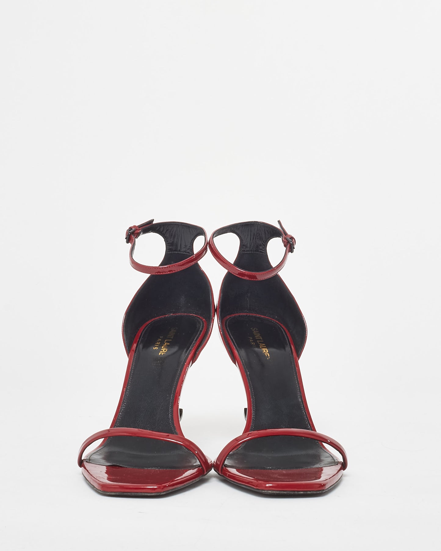 Saint Laurent Red Patent Opyum YSL Logo Heel Sandals - 41